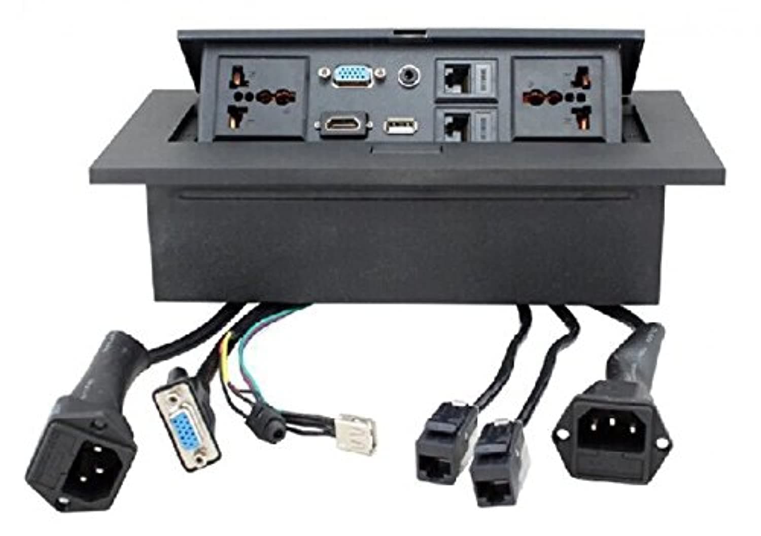 Hydraulic Pop Up Box/Cable Cubby with HDMI, Audio, LAN and Power Ports