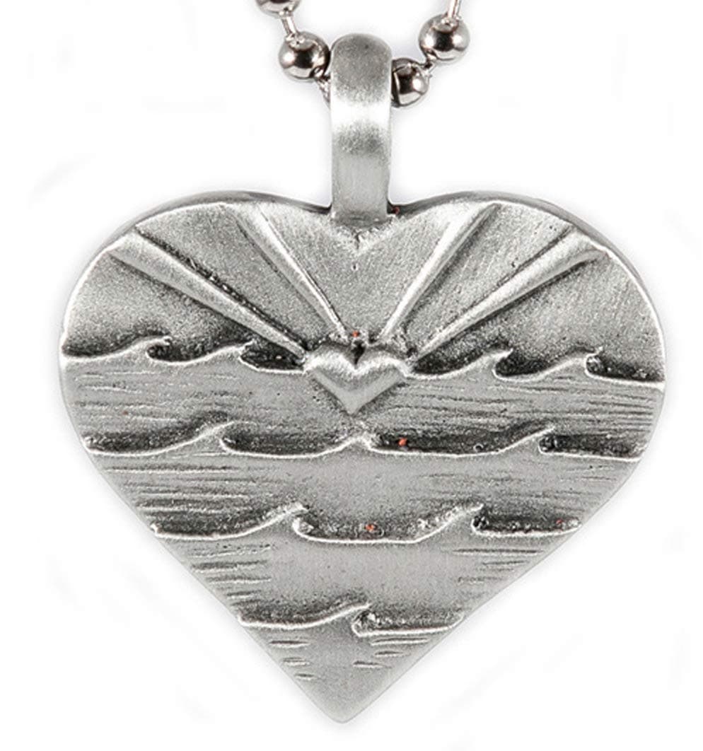 Strickly Boarding Company Wave Curls with Sun Rays and Heart surf Jewelry Lead-Free Pewter Love Sets Pendant