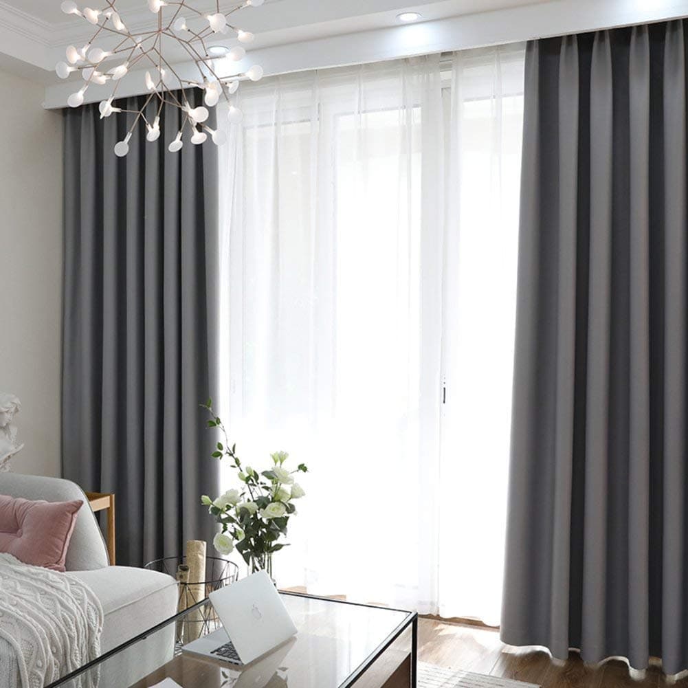 Blackout Curtains Drape Simple modern Bedroom Balcony Living room Sunscreen Visor Soundproof Readymade curtain Set of 1 panels-B 270x200cm(106x79inch) (Color : B, Size : 250x270cm(98x106inch))