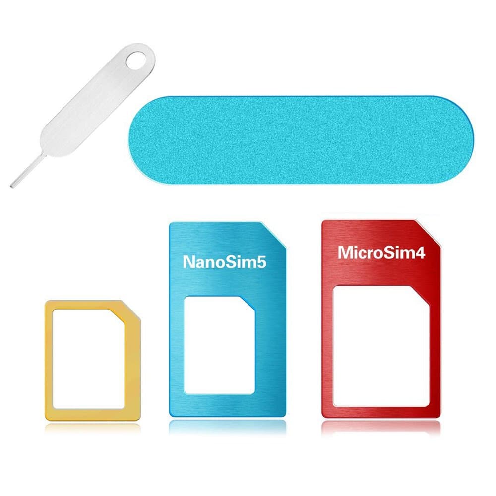 Royllent 5-in-1 Nano & Micro SIM Card Adapter Kit Converter with Polish Chip and Eject Needle