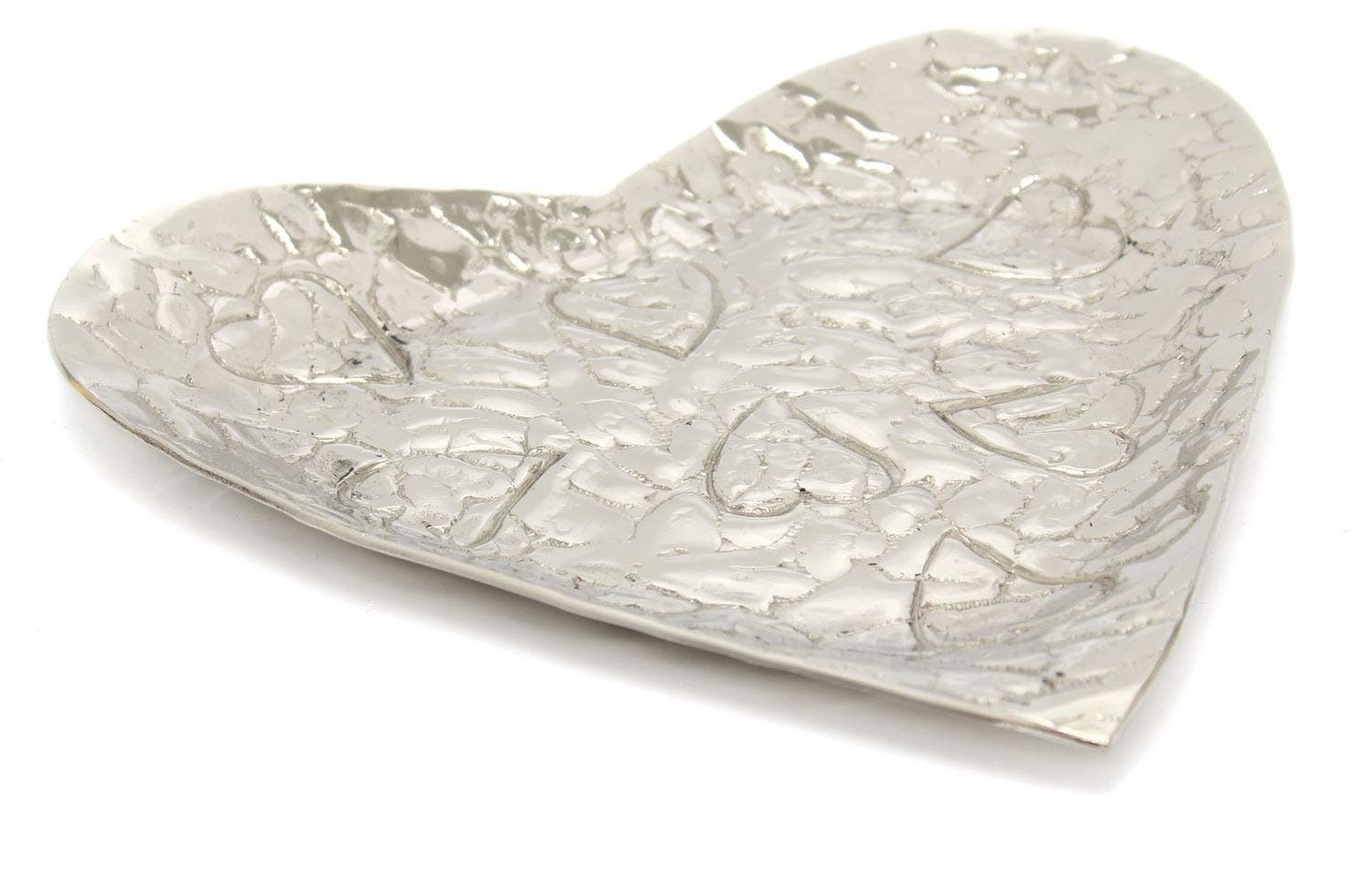22centimeter Aluminium Embossed Decorative Heart Bowl Tealight Trinket Candle Tray Dish