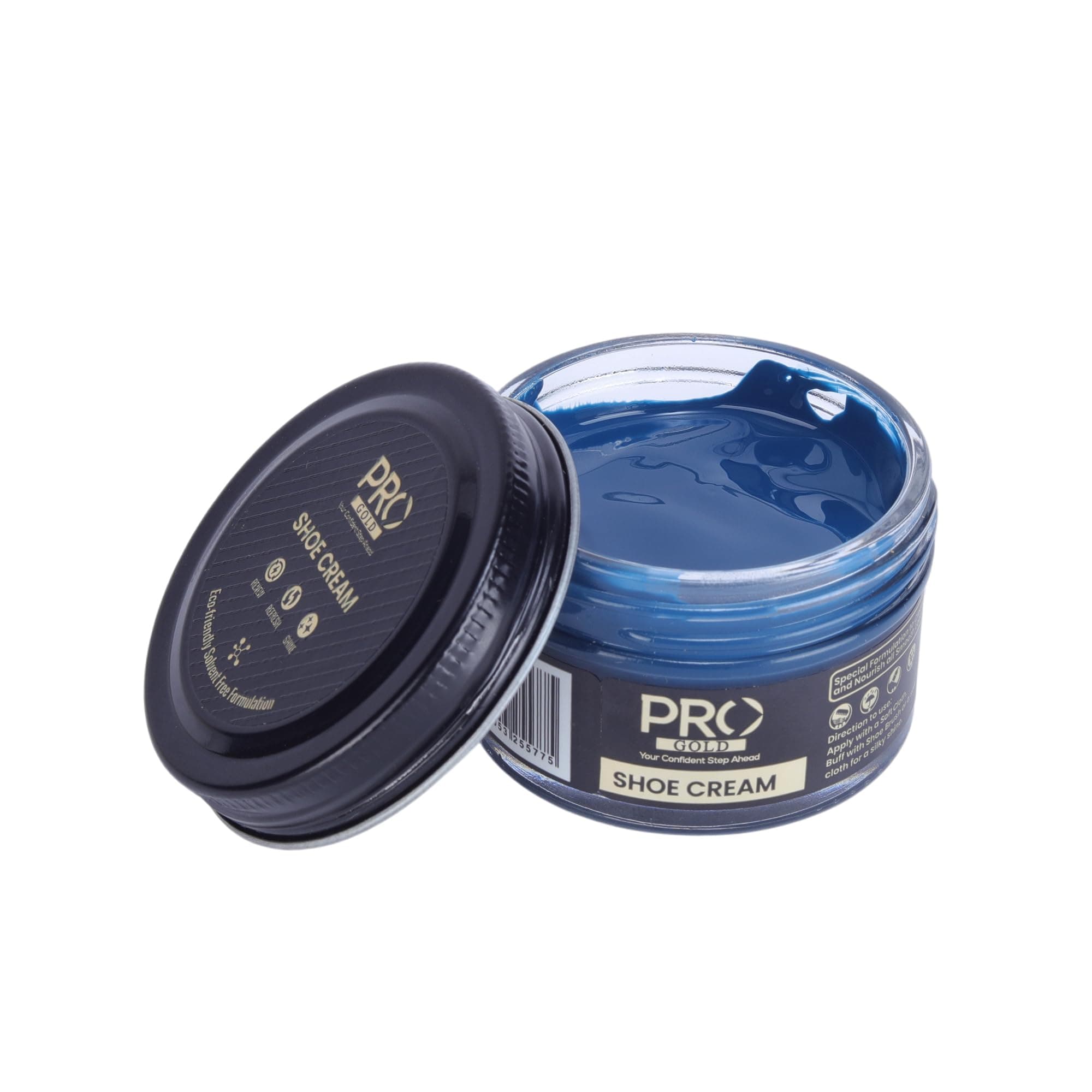 PRO Shoe Cream Polish - 45 ML | Natural Waxes Formula for Leather Shoes | Enriched with Carnauba & Bees Wax | Long-Lasting Shine | Leather Shoe Cream Polish, BLUE