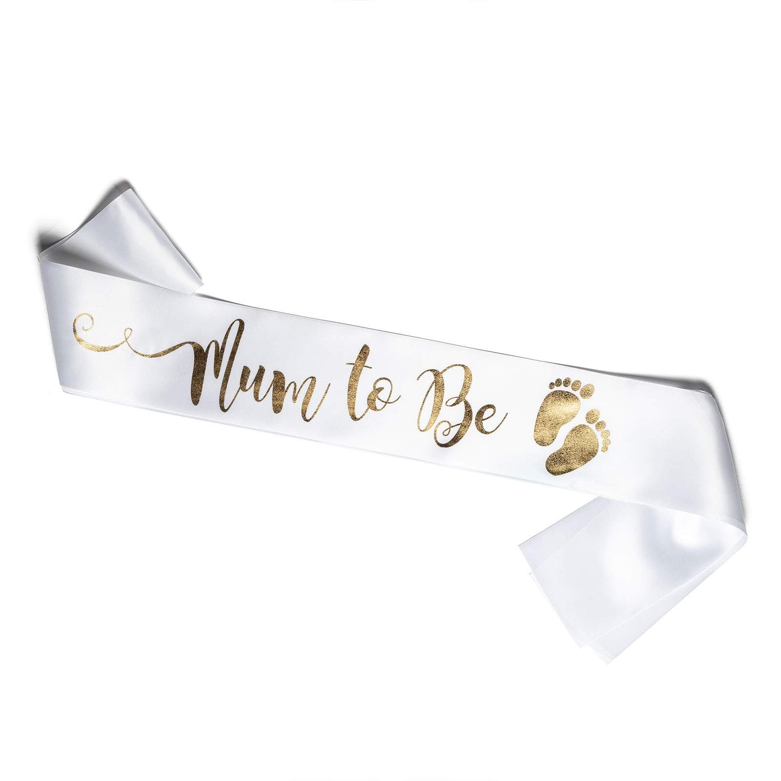 OLILLY Sash for a Mum to Be - Sash to wear for a Baby Shower - Perfect for Pictures (White and Gold)