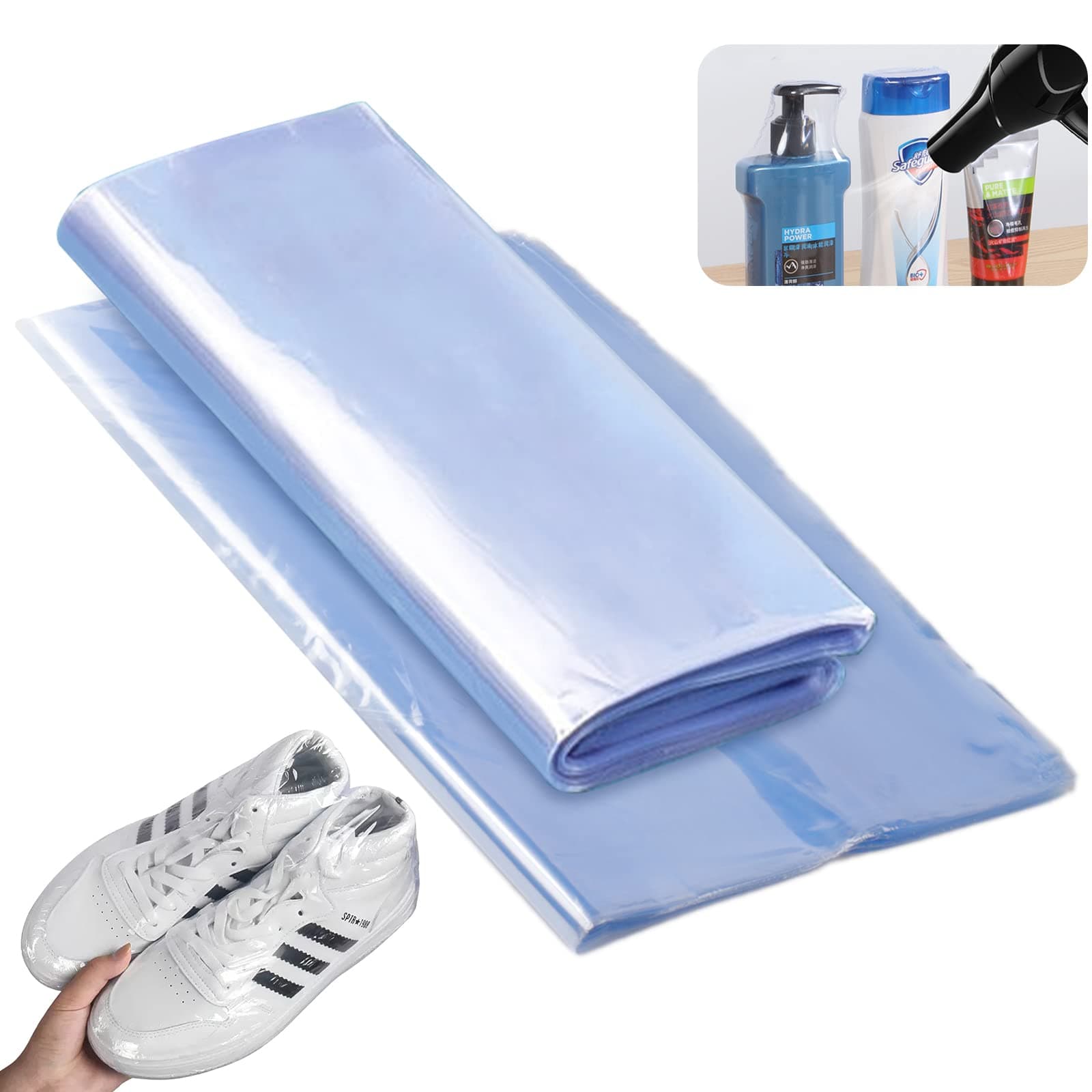 100 Pcs Heat Shrink Wrap Bags 11.8 x 15.7 inch Transparent Shrink Wrap Film Bag for Packaging Shoes Soaps Bath Bombs Candles DIY Crafts (30 x 40 cm)