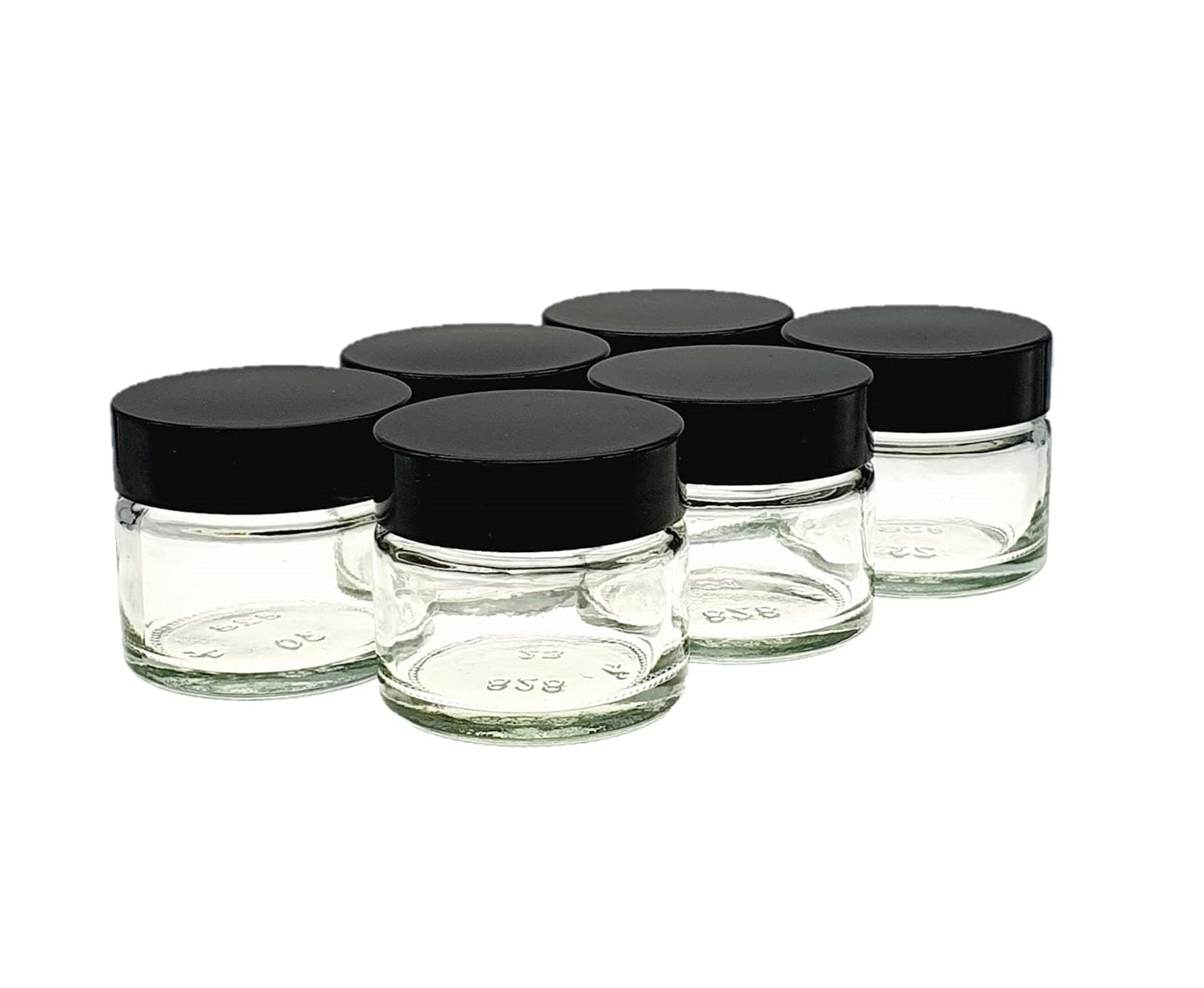 Clear Glass Ointment Jar with Airtight Black Urea Lid - Perfect for Balms, Creams, Lotions, and More (6, 15ml)