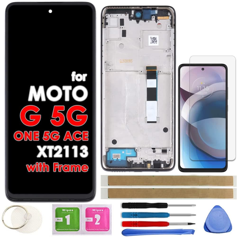 LCD Screen Replacement Touch Display Digitizer Assembly (6.7" with Frame) for Motorola Moto G 5G / One 5G Ace XT2113 XT2113-3 XT2113-5