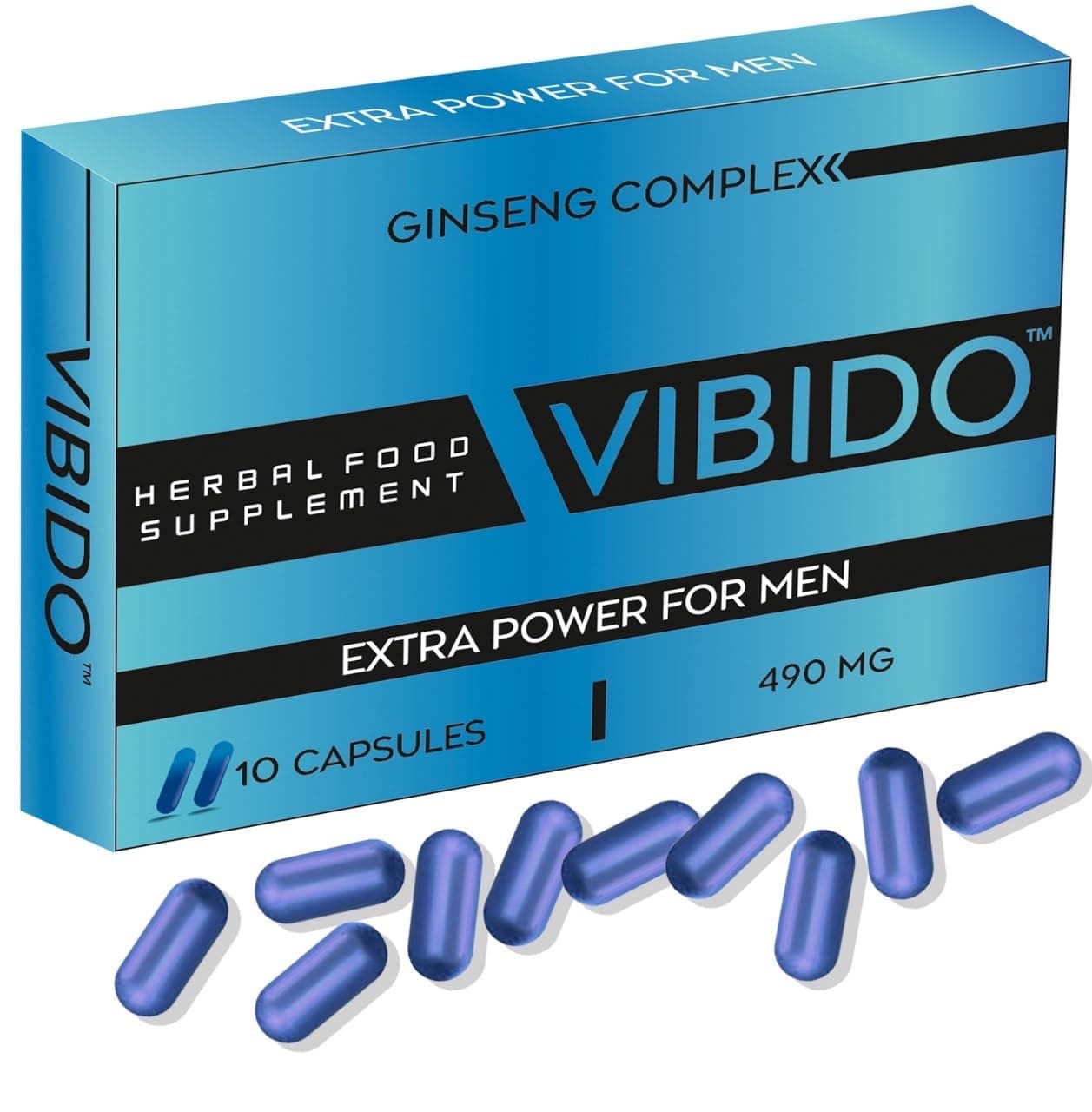 490mg | Stronger | Longer | Harder | Performance | Extra Strength Enhancing Pills | Stamina Endurance Booster Supplement Pills for Men | 10 Ginseng Capsules