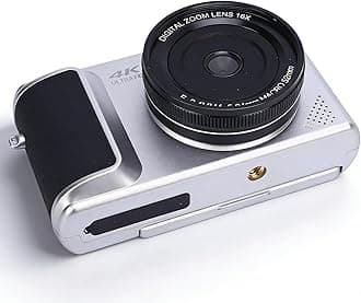 4K Digital Camera for Photography, 64MP, 2.8in 180° Flip Screen, 16X Digital Zoom, Compact Retro, 4K Video for Travel, Silver
