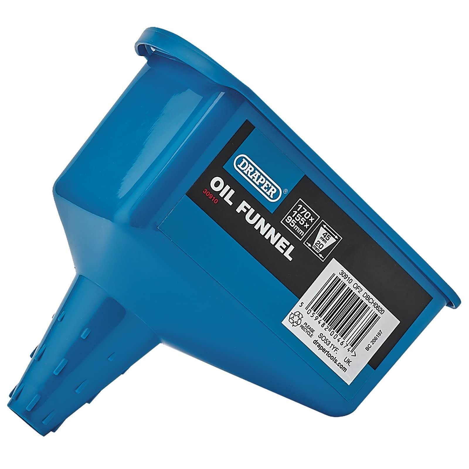 Draper 0.6L Oil Funnel | 45mm Spout Max | Fuel Funnels | Multifunction Large Funnel | 30910, Blue