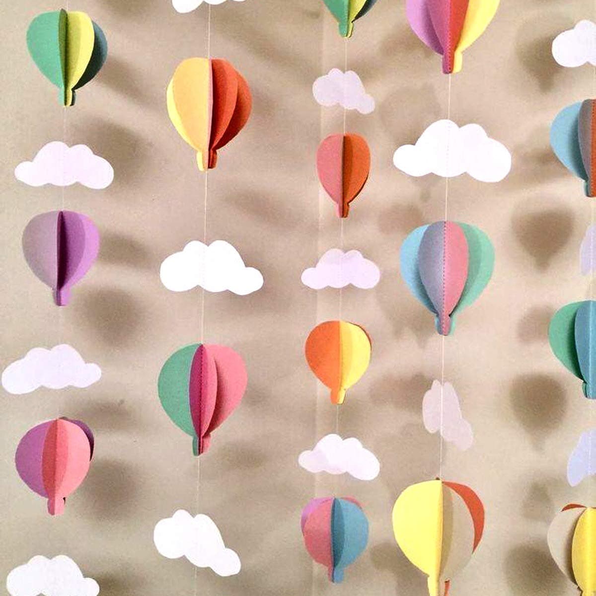 - 3D Paper Hanging Parachute and Cloud for Wall Decoration (Pack of 4, Multicolor), 74 Inches