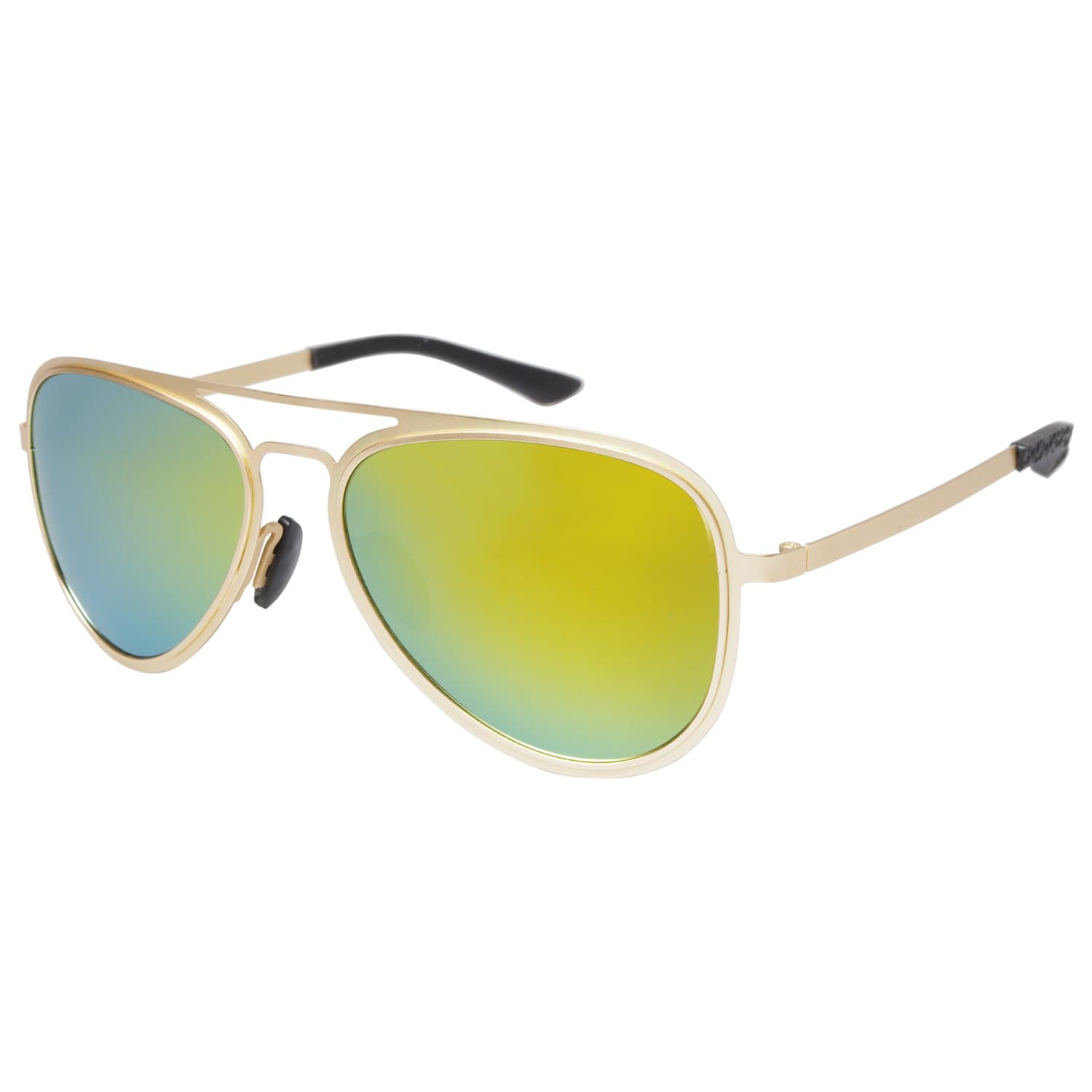 Lightweight Flat Metal Aviator Sunglasses with Polarized Lens Mirror or Plain Lenses A228 (Yellow mirrored)