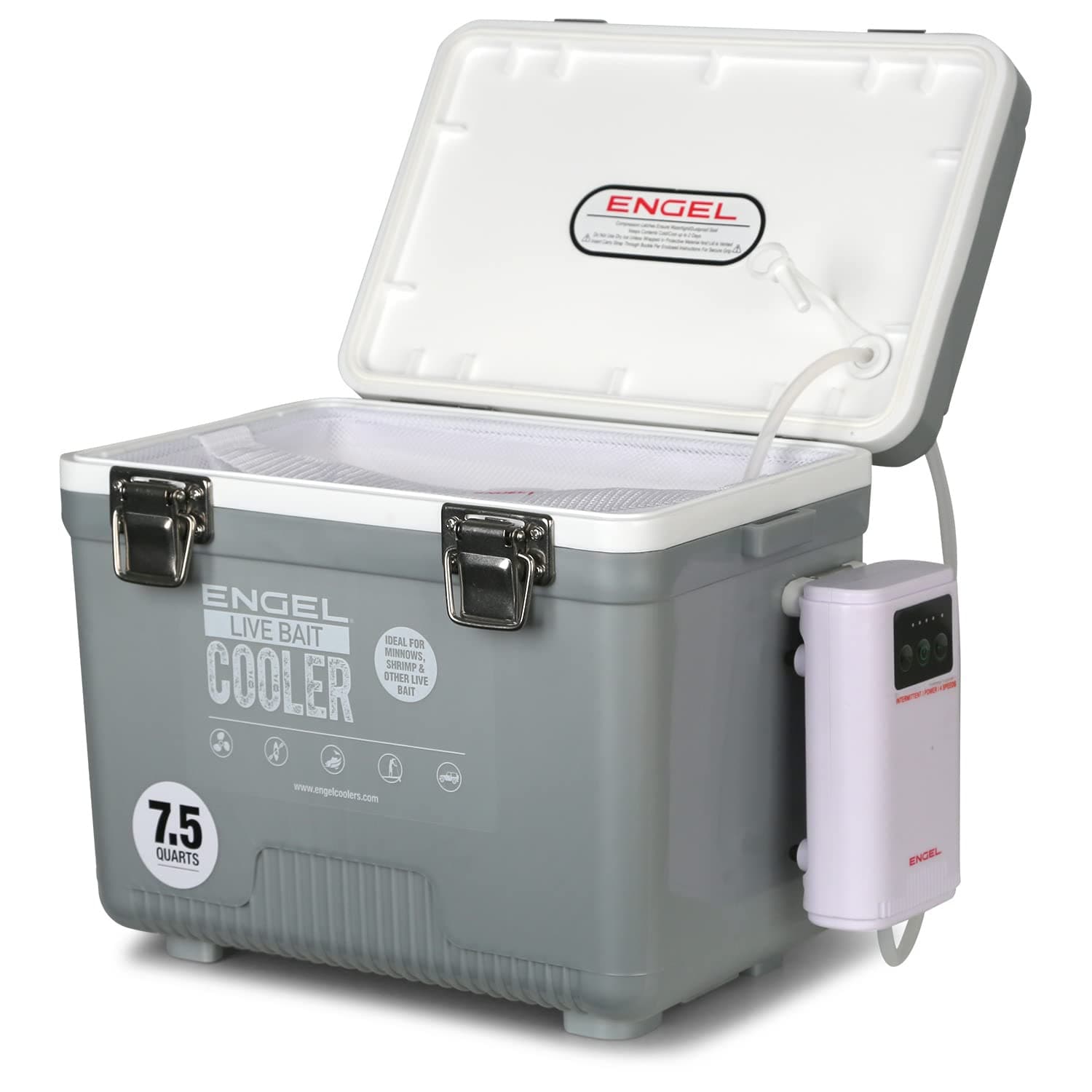 Live Bait Cooler PRO for Fishing - Portable Minnow and Bait Bucket with Lithium-Ion Rechargeable Aerator