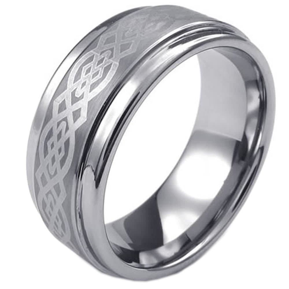 KONOV Mens Tungsten Ring, Classic 9mm Celtic Band,