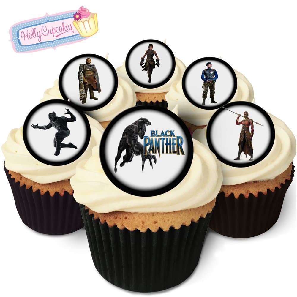 24 Fabulous Pre-Cut Edible Wafer Cake Toppers: Black Panther