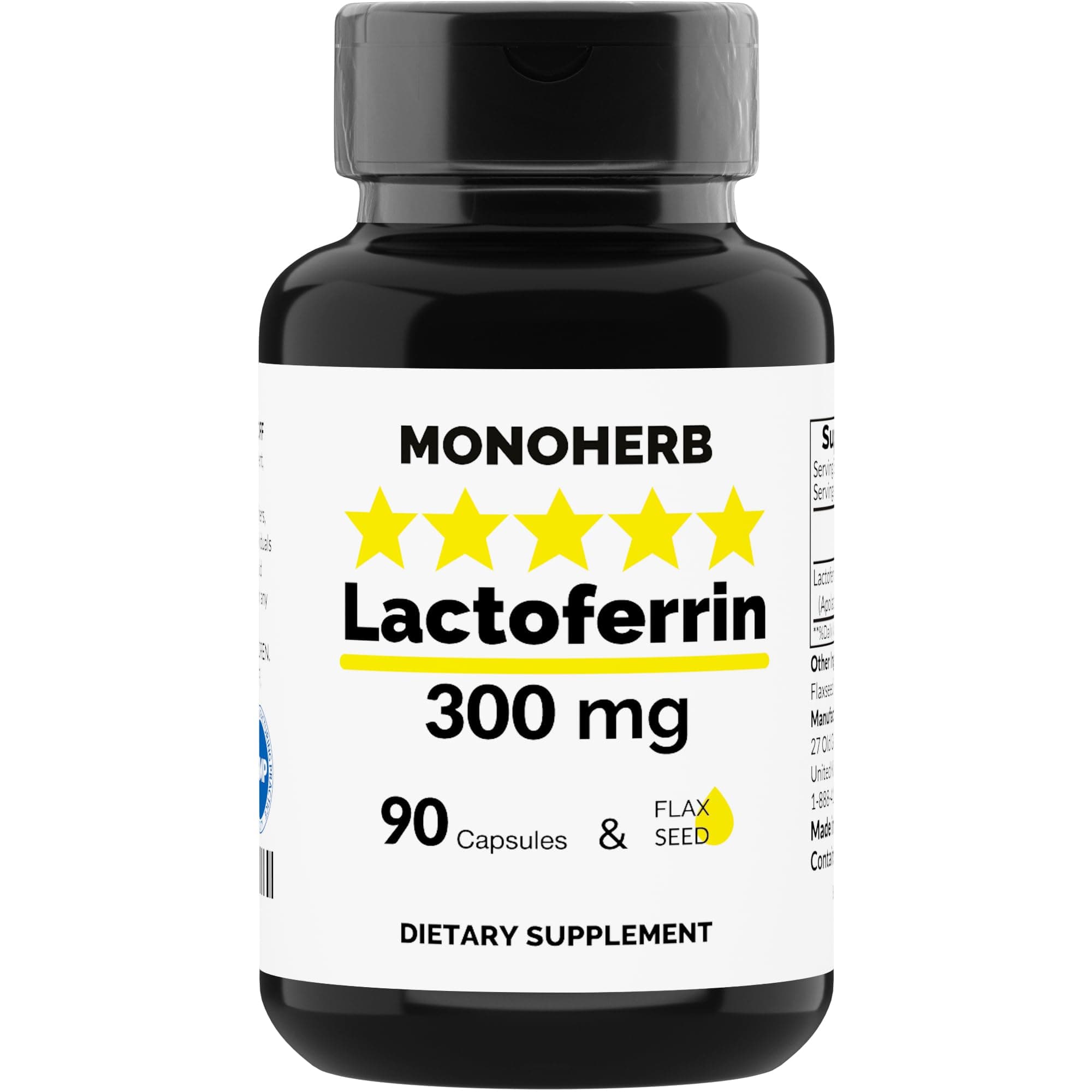 MONOHERB Lactoferrin 300 mg per Capsule - 90 Vegetarian Capsules