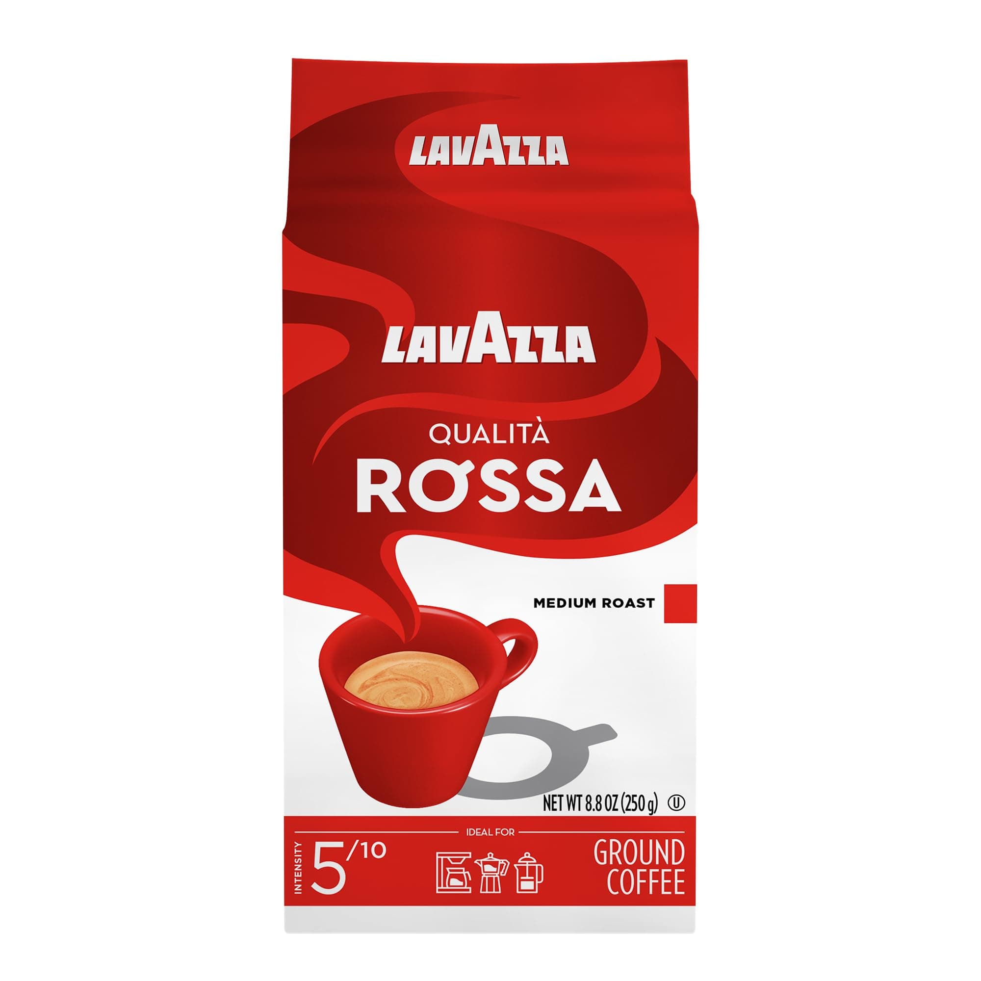 Qualita Rossa Ground Coffee Blend, Medium Roast, 8.8-Ounce Bag