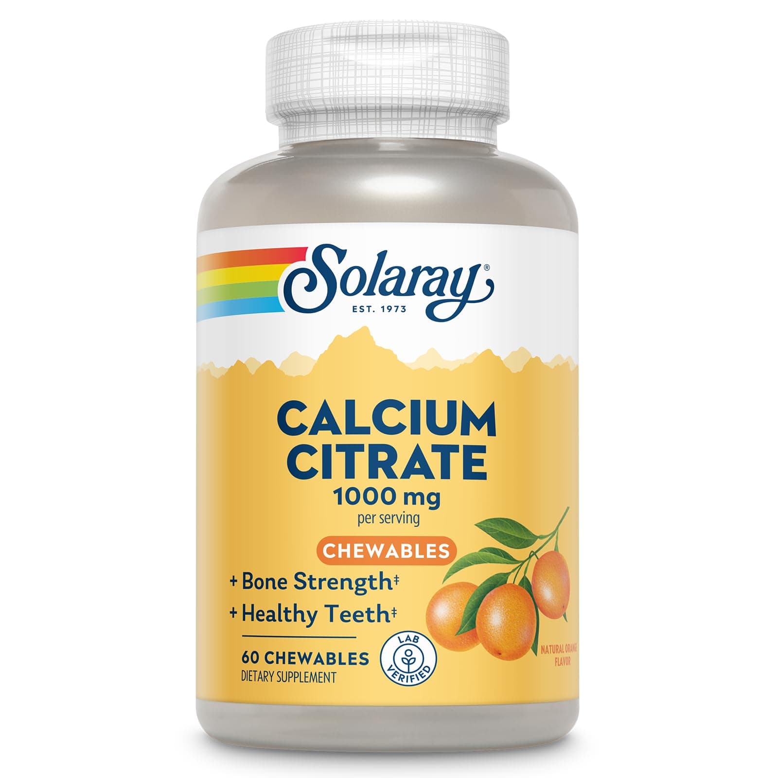 Solaray - Calcium Citrate Chewable Sugar-Free Natural Orange Flavor 1000 Mg.