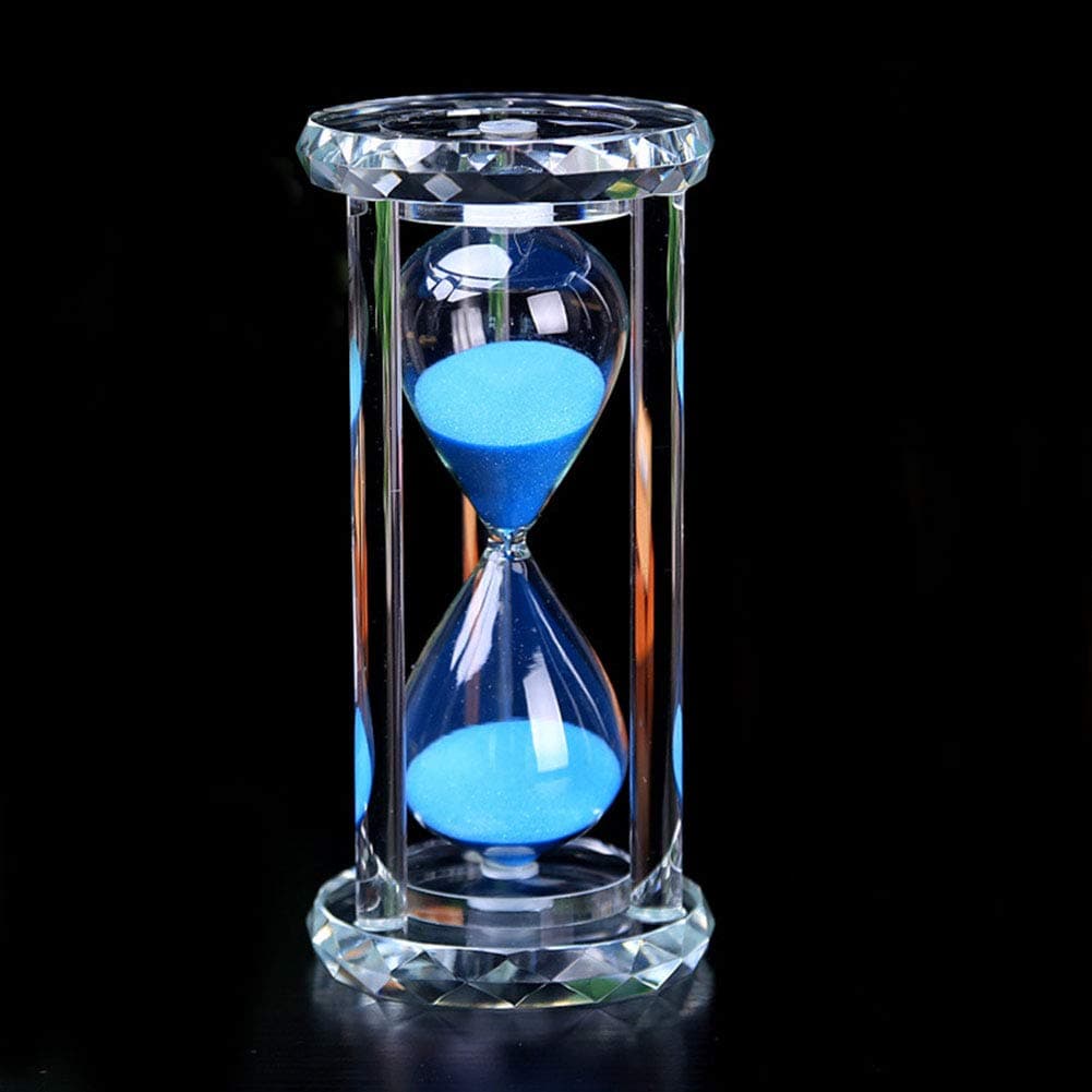Crystal Hourglass 15/30/60 Minutes Sandglass Timers Kitchen Cooking Sand Clock Timer Home Office Christmas Birthday Present Gift Box Sand Glass (60 Minutes, Blue)