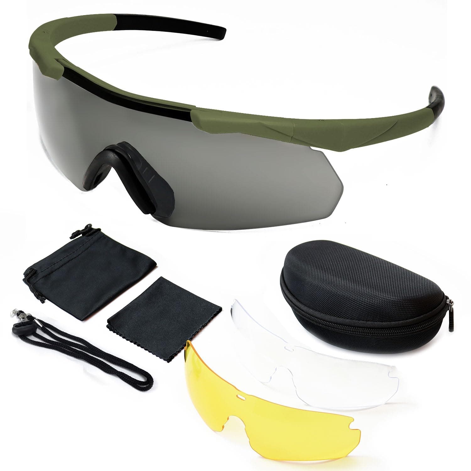 Shooting Glasses Men with Case, Impact resistance Tactical Glasses with 3 Lens, Anti Fog Safety Glasses for Men Women