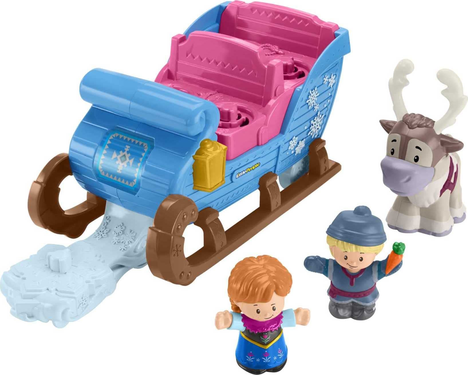Fisher-Price Little People Toddler Toy Disney Frozen Kristoff’s Sleigh Vehicle with Character Figures for Pretend Play Kids Ages 18+ Months (Amazon Exclusive)