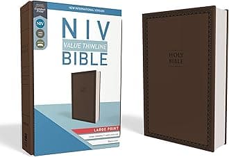 NIV, Value Thinline Bible, Large Print, Leathersoft, Brown, Comfort Print