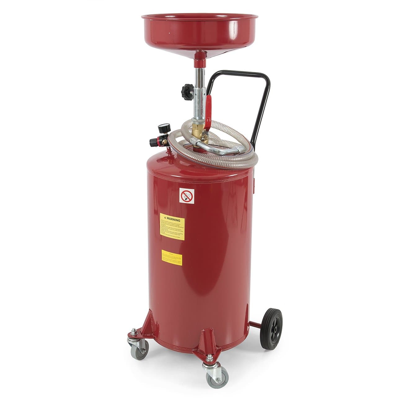 ARKSEN 20 Gallon Waste Oil Change Tank, Portable Air Operated Fluid Drain Disposal with Adjustable Height, Heavy Duty Construction with Wheels, Automotive - Red