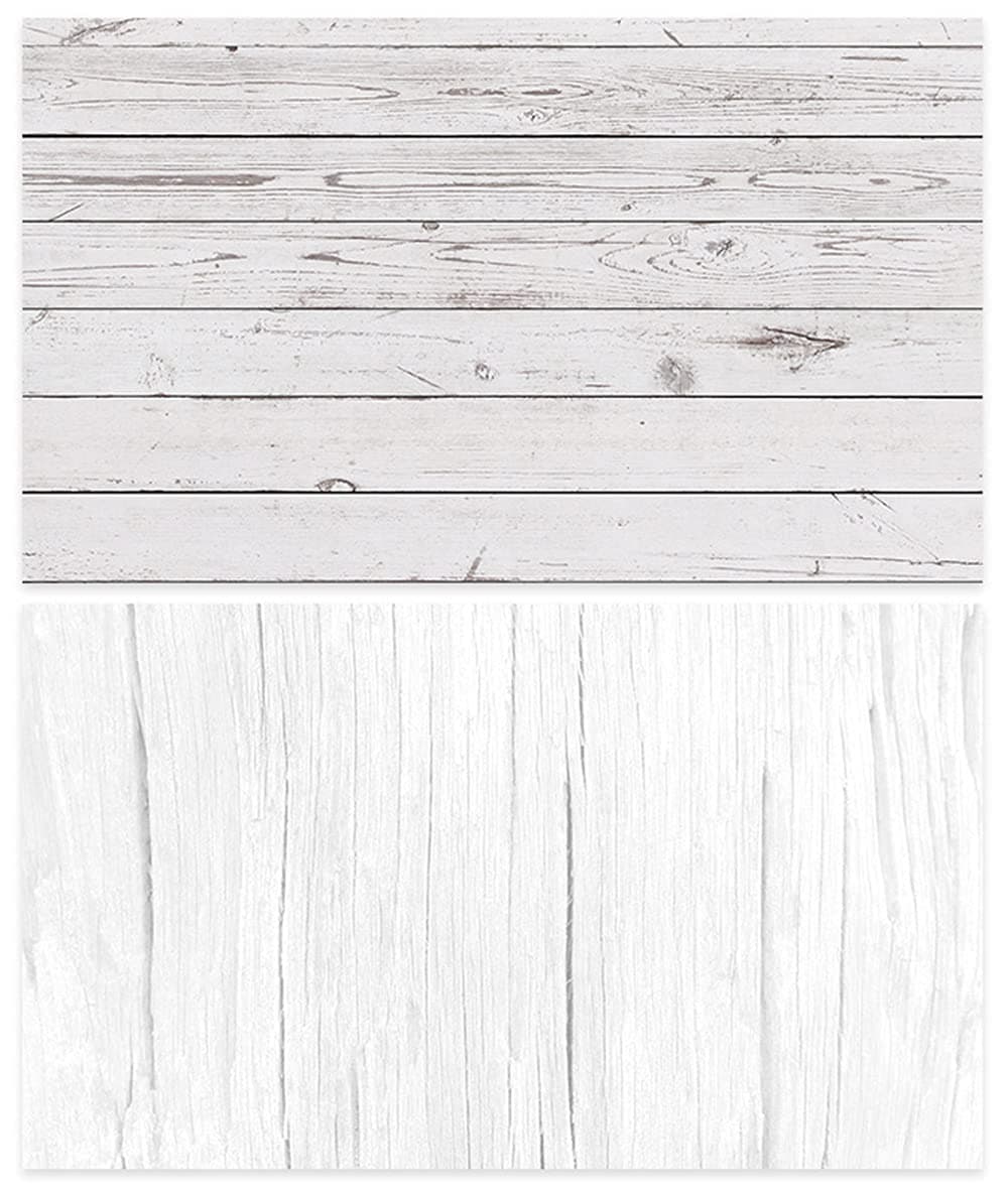 SAVIAURA 1 Sheet 2 in 1 3D Flat Lay Tabletop Double-Sided Photography Backdrop Photo Studio Flatlay Background PVC Wrinkle-Free for Small Product Shoot (White Wood Plank Pattern)