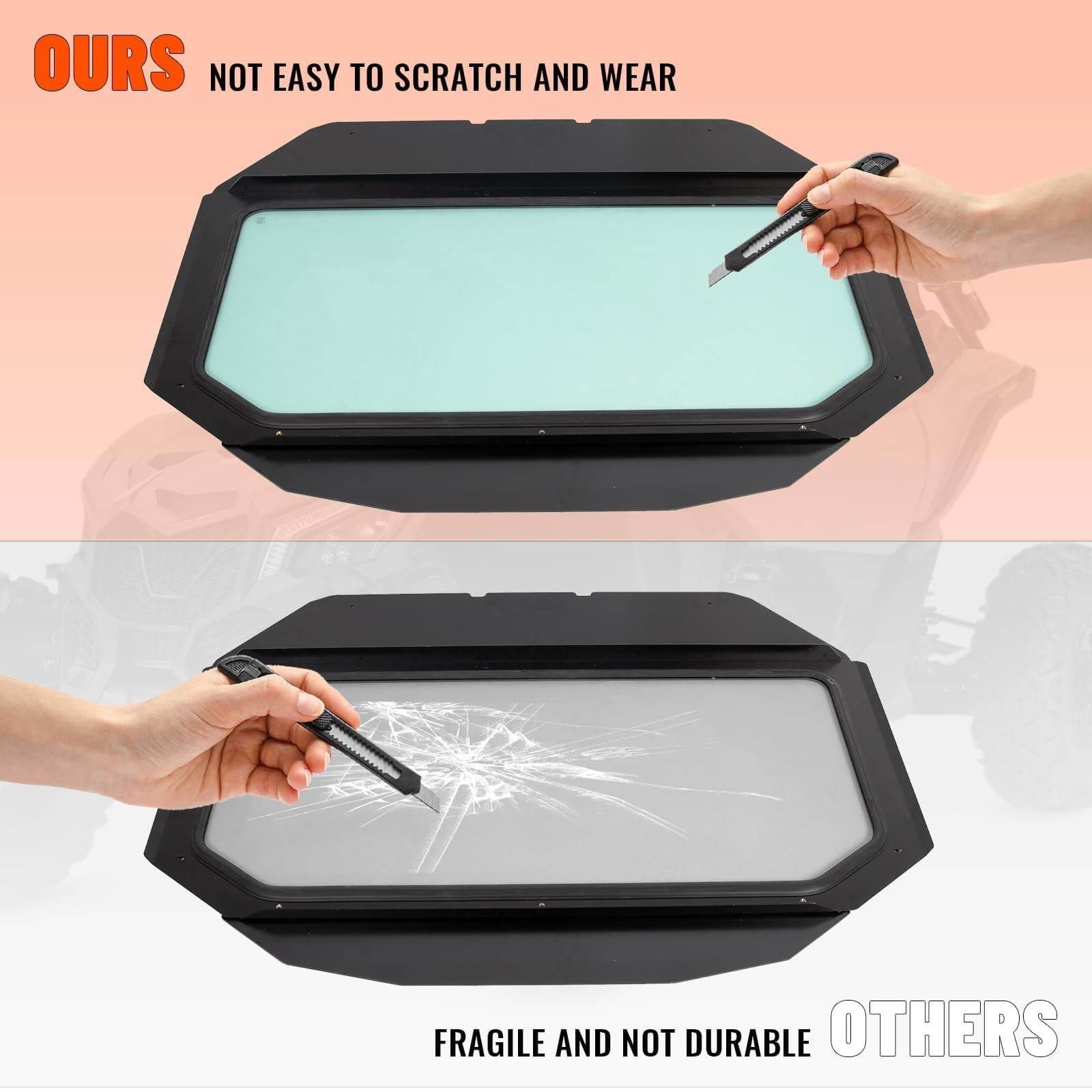 ECOTRIC フルガラス フロントガラス+サンバイザー 2017 2018 2019 2020 2021 2022 2023 Can Am X3 Maverick全モデルに対応 タフ&耐久性 傷防止