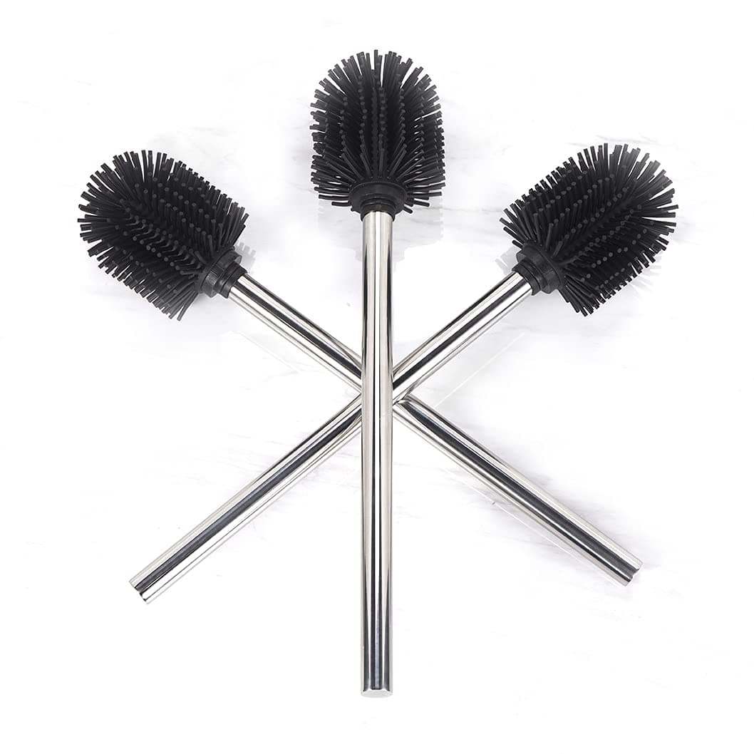 – VINN DUNN Toilet Brush Set with Silicone Heads 3PK (ChromeHandle 3pk)