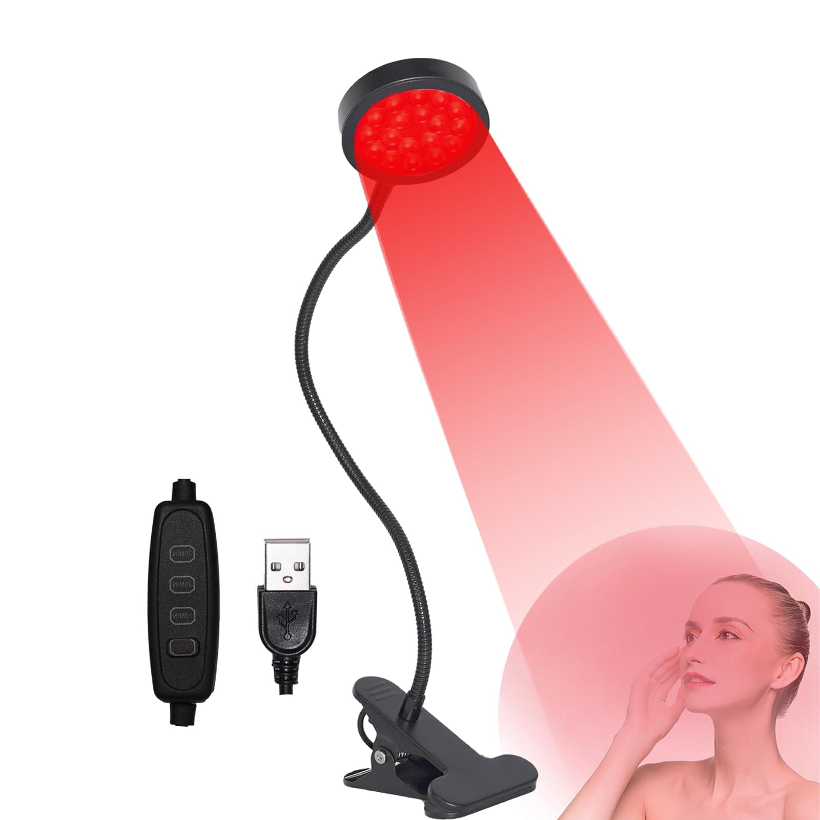 Red Light Therapy for Face and Body, 18 LEDs 660nm Red and 850nm Near Infrared LED Red Light Therapy Light with Angle Adjustable and Clip, Suitable for Body at Home Skin Care Pain Relief