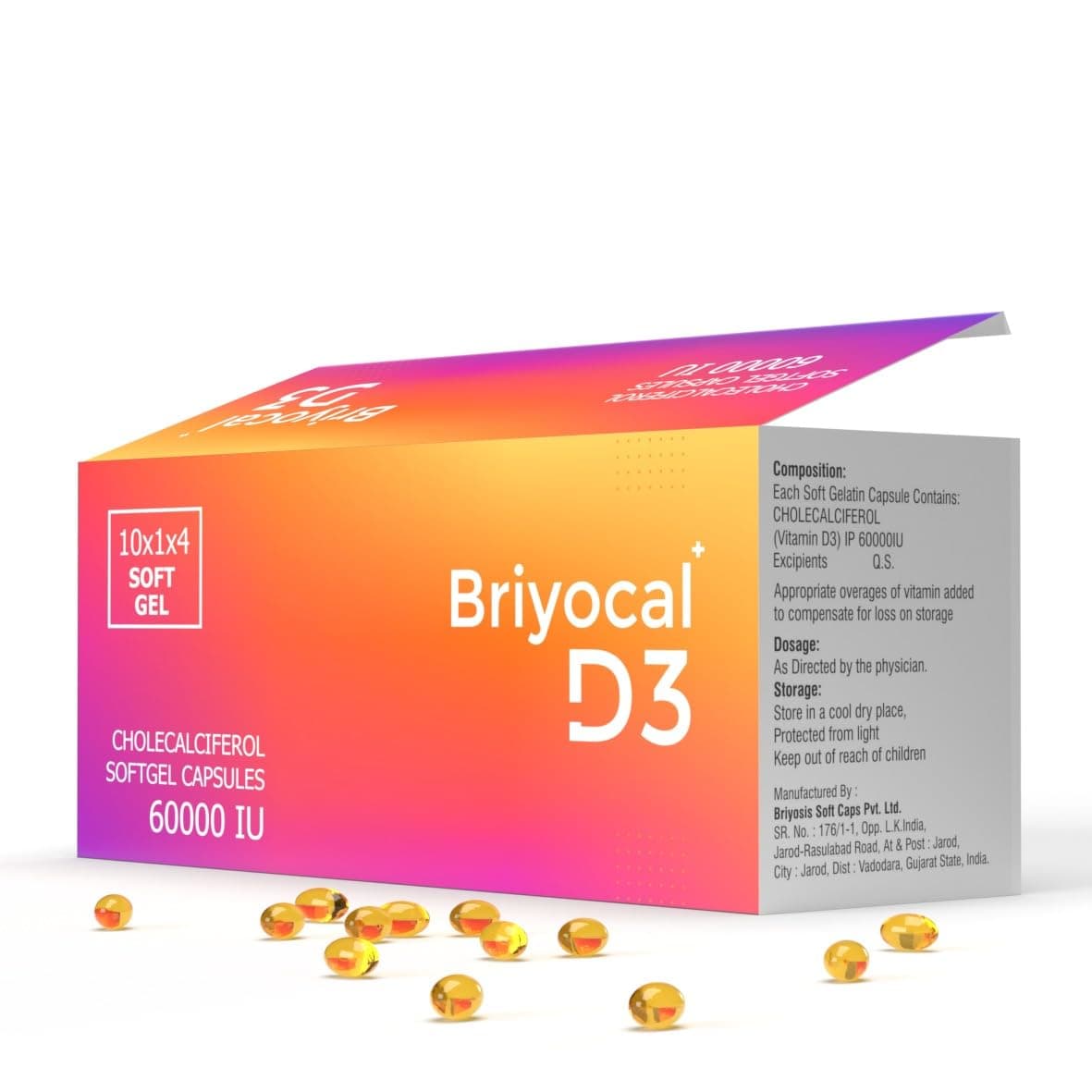 Briyocal D3 - Vitamin D3 Capsule 60K (For Once A Week Use) Optimizing Vitamin D Levels Is Essential For Enhancing Overall Health And Well-Being