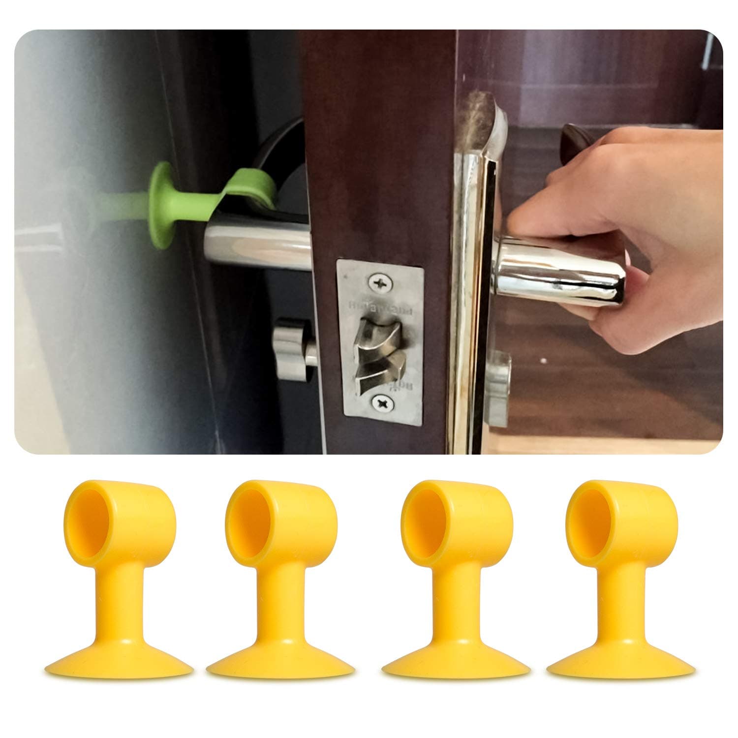 Silicone Door Stopper Perforation Free and Mute Suction Handle Knob Anti-Collision,Sucking Rubber Doorknob Bumper Crash Pads Protector The Wall or Tables Avoid Damages by Doorknobs(4pcs Orange)