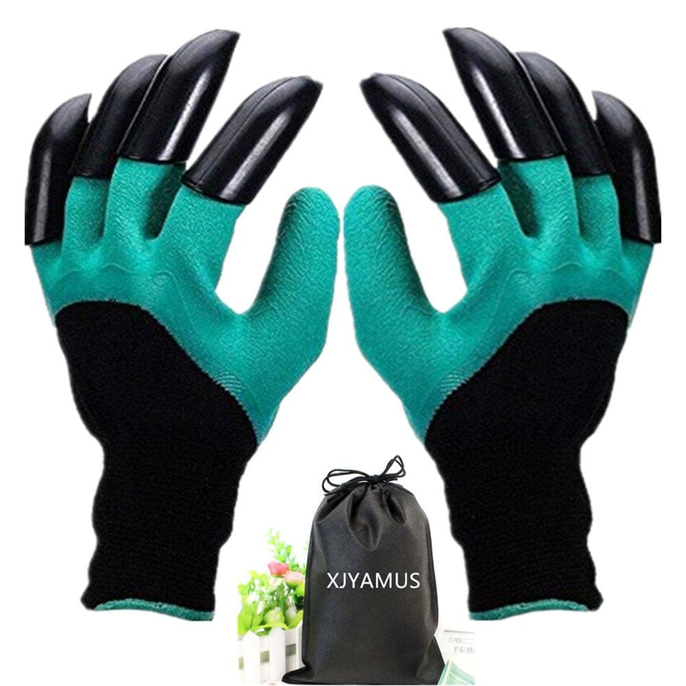 XJYAMUS Garden Genie Gloves, Waterproof Garden Gloves with Claw For Digging Planting, Best Gardening Gifts for Women and Men. (Green)