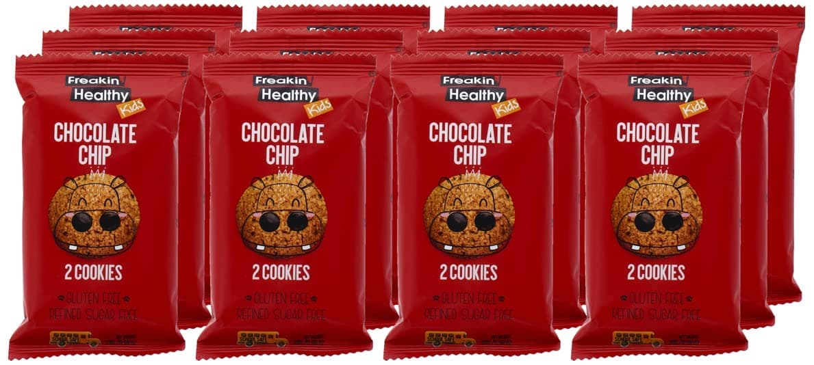 Chocolate Chip Cookies 336g, Pack of 12, Soft Baked Biscuits, Made with Raw Choco, Plant Based Kids Snacks, Launch box friendly treat