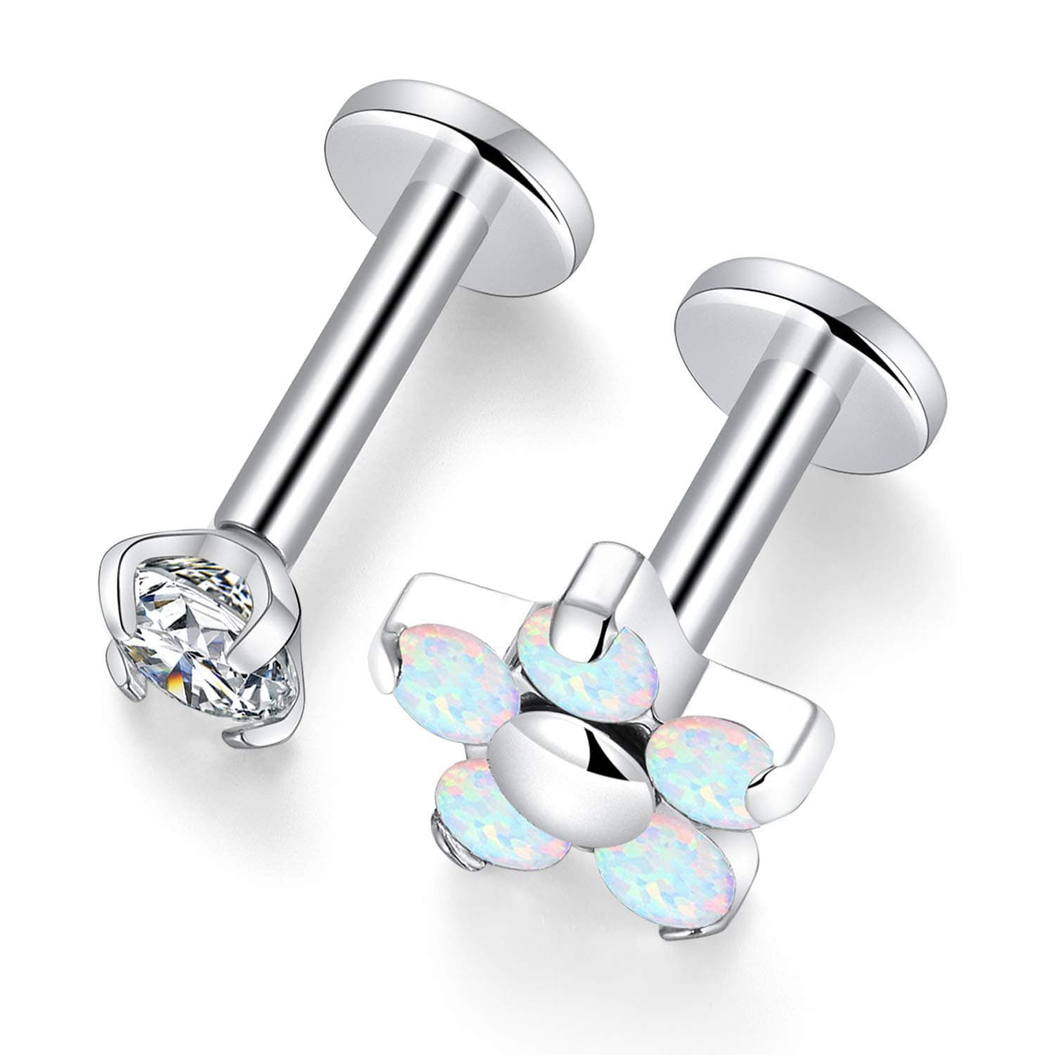 hengkaixuanG23 Titanium Internally Threaded Earring 16G Labret Helix Tragus Cartilage Ear Piercing Body Jewelery