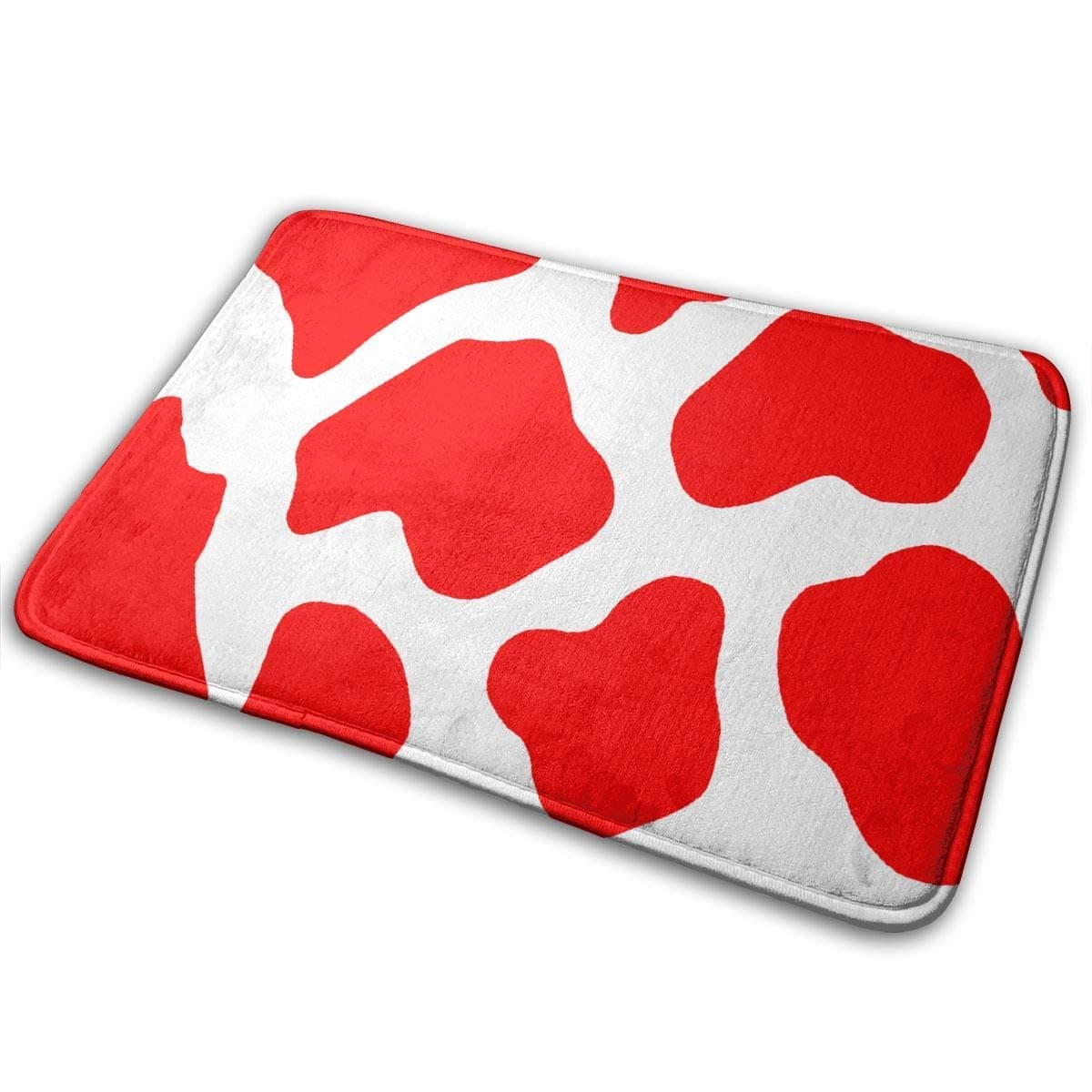 Bgejkos Door Mats Red Cow Print Leopard Pattern Entrance Rug Non-Slip Soft Outdoor Indoor Entry Carpet for Patio Kitchen Inside Floor Porch Garage Home Front Door