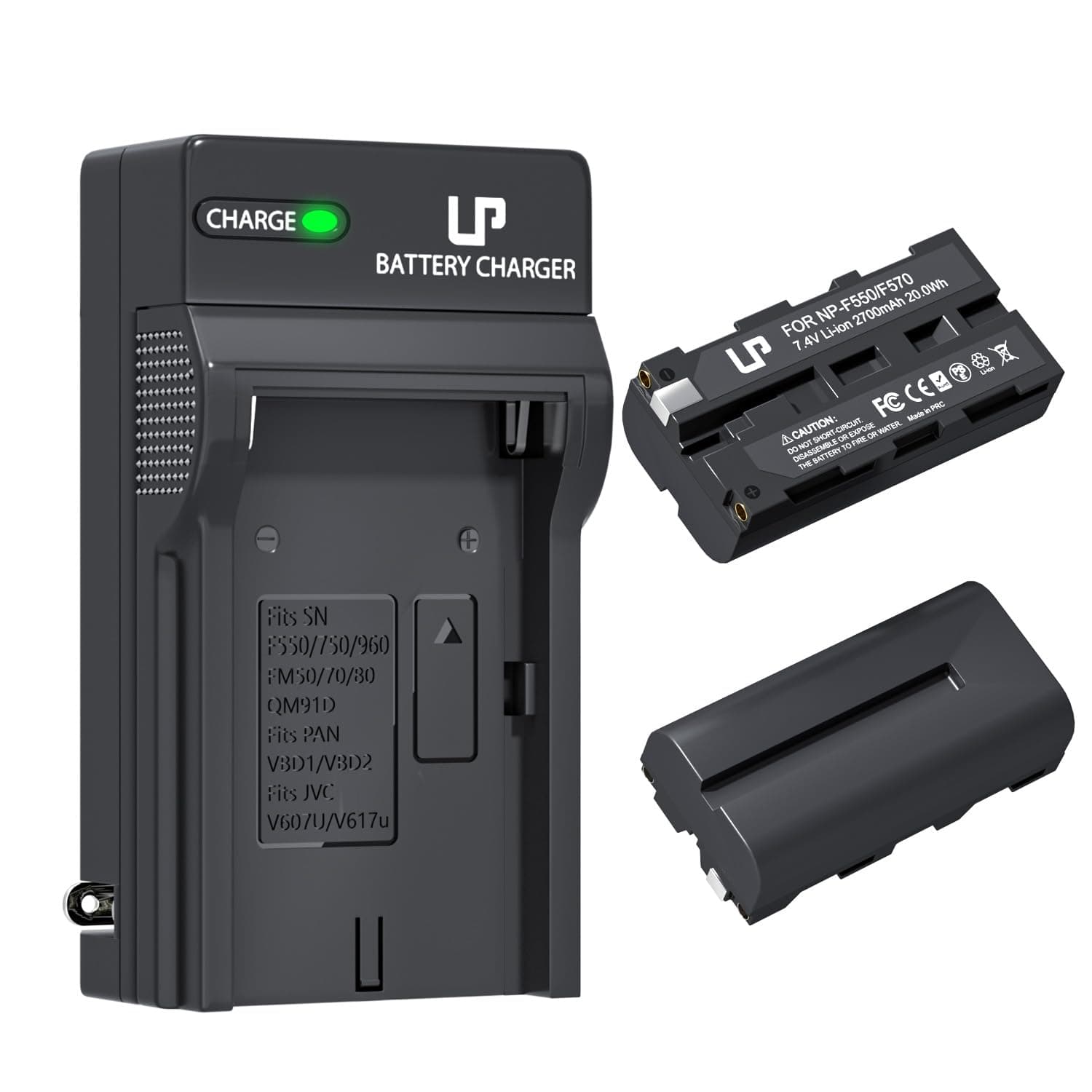 LP NP-F550 Battery 2-Pack 2700mah and Charger for Sony NP F550, F530, F970, F960, F770, F750, F330, CCD-SC55, TR516, TR716, TR818, TR910, TR917 Camera, CN-160, CN-216 LED Video Light