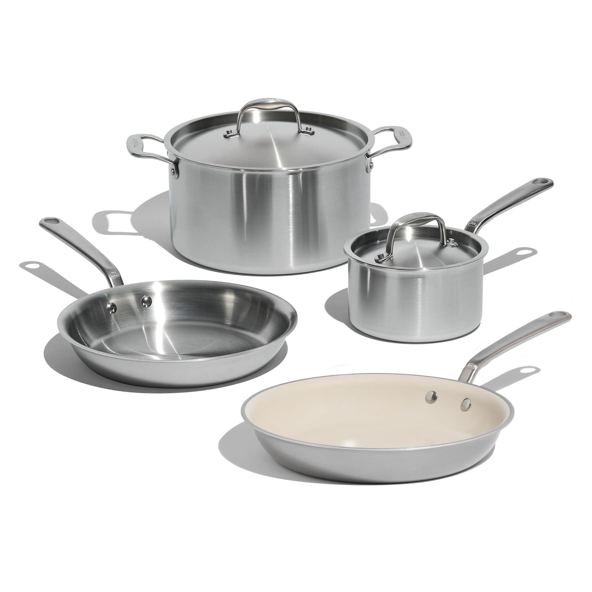 Made in Cookware - 6 Piece Stainless Steel Cookware Se - 5 Layer Clad - Frying Pan, Saucepan Stock Pot - Professional Grade - Made in Italy - Induction Safe
