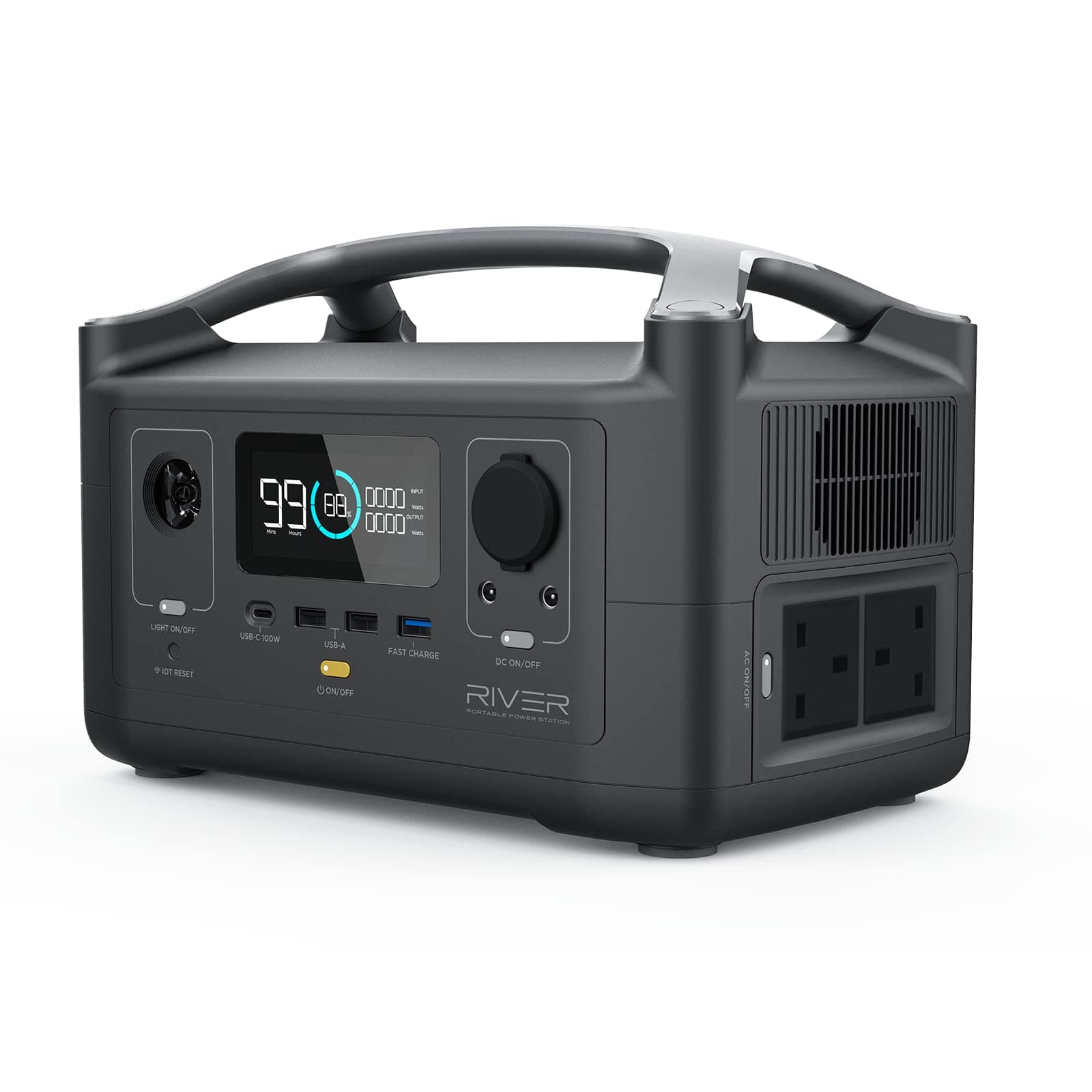 EF ECOFLOW Portable Power Station RIVER, 288Wh Backup Lithium Battery with 2 x 600W (Peak 1200W) AC Outlets & LED Flashlight, Fast Charging Silent Solar Generator for Emergencies Home Outdoor RV