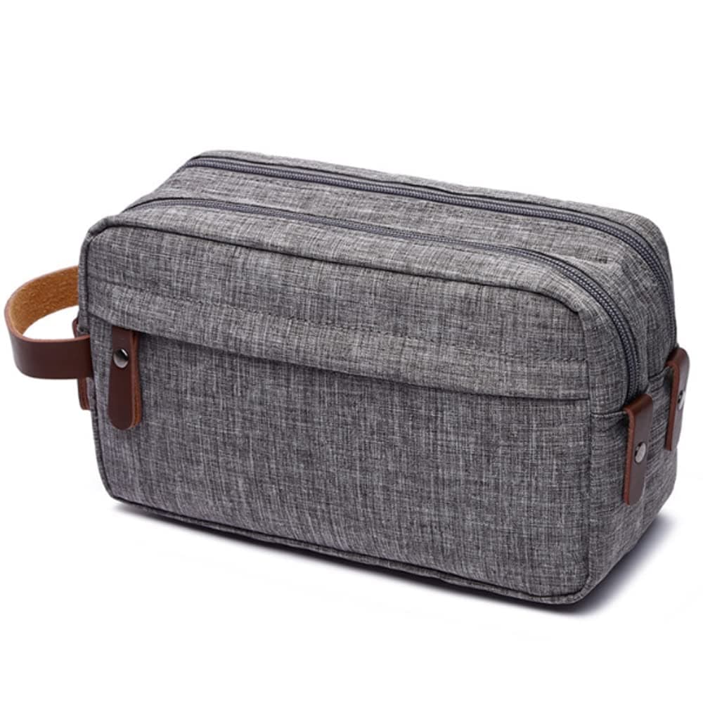 WEINTravel Toiletry Bag for Women and Men, Hanging Dopp Kit Large Capacity Double zipper Wash Bag Shaving Bag Foldable Storage Bags with Divider and Handle for Cosmetics Toiletries Brushes Tools (Grey)