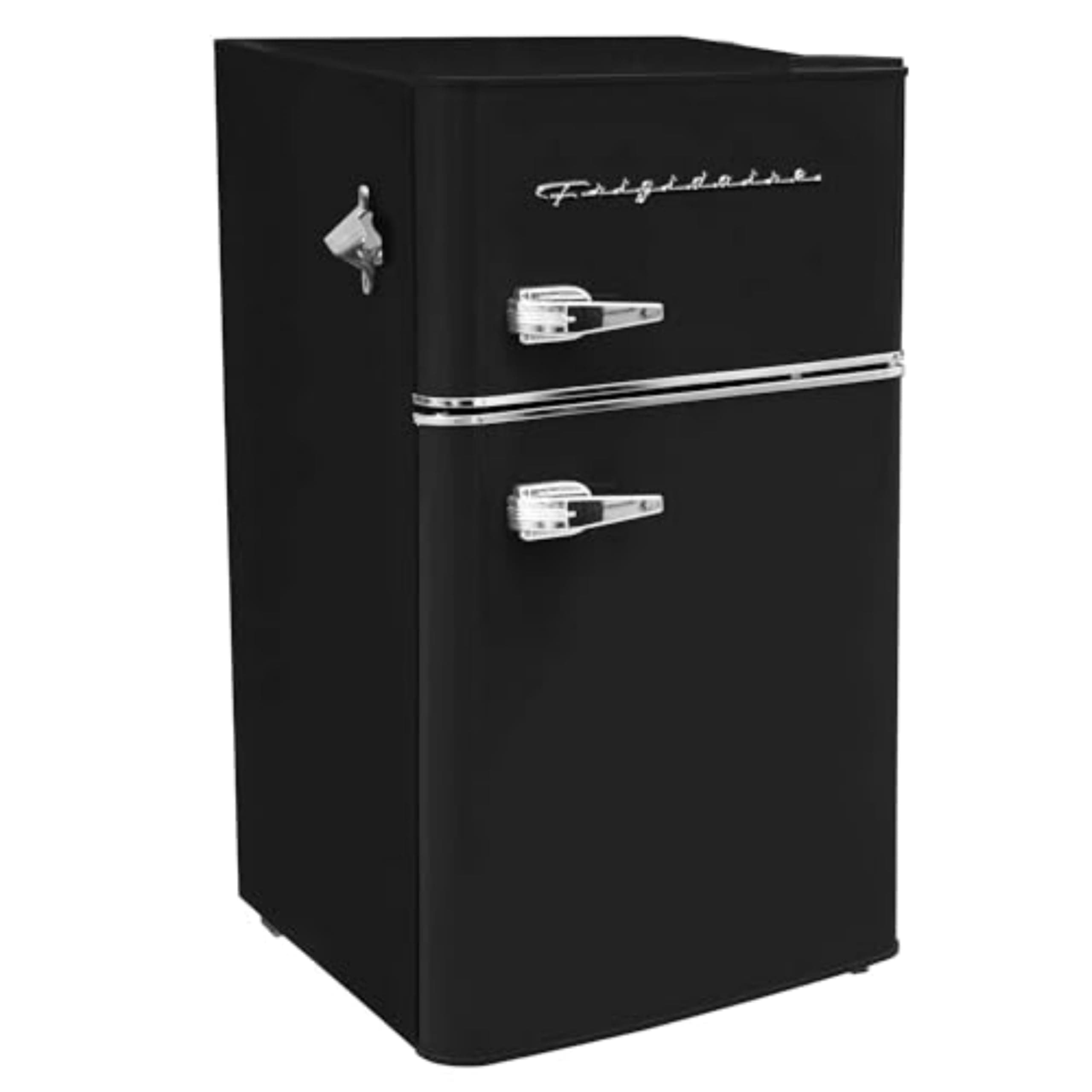Frigidaire EFR840 Retro Mini Fridge with Freezer & Side Bottle Opener - Small 2 Door Refrigerator for Office Bar or College Dorm Room - 3.2 Cu Ft, Black