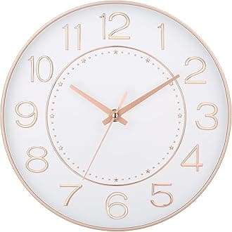 HZDHCLH Modern Wall Clocks Battery Operated,10 inch White and Rosegold Clock for Wall,Silent Small Wall Clock for Living Room Bedroom Kitchen Office Nursery Decor
