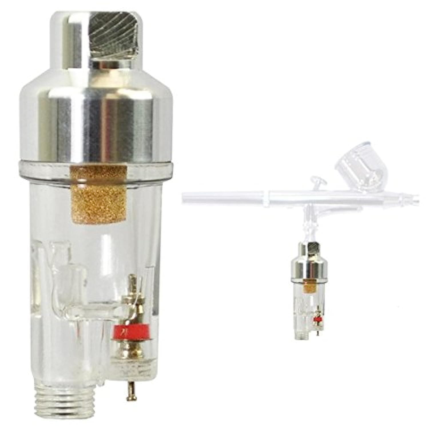 Master Airbrush In-Line Mini Air Filter Water Trap - 1/8" BSP Threads - Airbrush Moisture Trap & Air Compressor Accessory (Connects directly onto airbrushes and hoses with 1/8" threads)