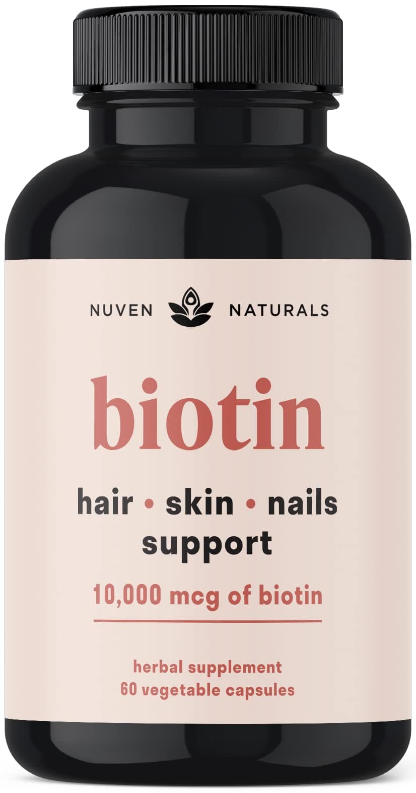Hair Vitamins - Biotin 10000 mcg with Vitamin A, E, C, D & Adaptogens to Support Hair, Skin & Nails - Biotin Supplement for Health & Growth | Vegan, Non-GMO, Gluten Free | 60 Capsules & 30 Servings