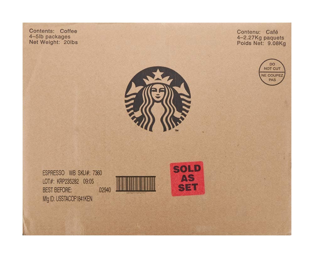 Starbucks Hot Coffee Espresso Roast, 5lb (Pack of 4)