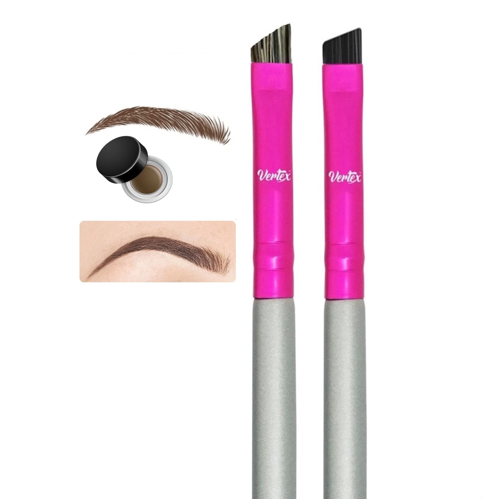 Firm Eyebrow Brush Kit For Makeup Pomade Tint Stencil Color Waterproof Applicator 2 Pc Angled Eye Brow Lamination Kit To Contour Conceal Brows With Razor Thin Hair Strokes Filling Winged Eyeliner