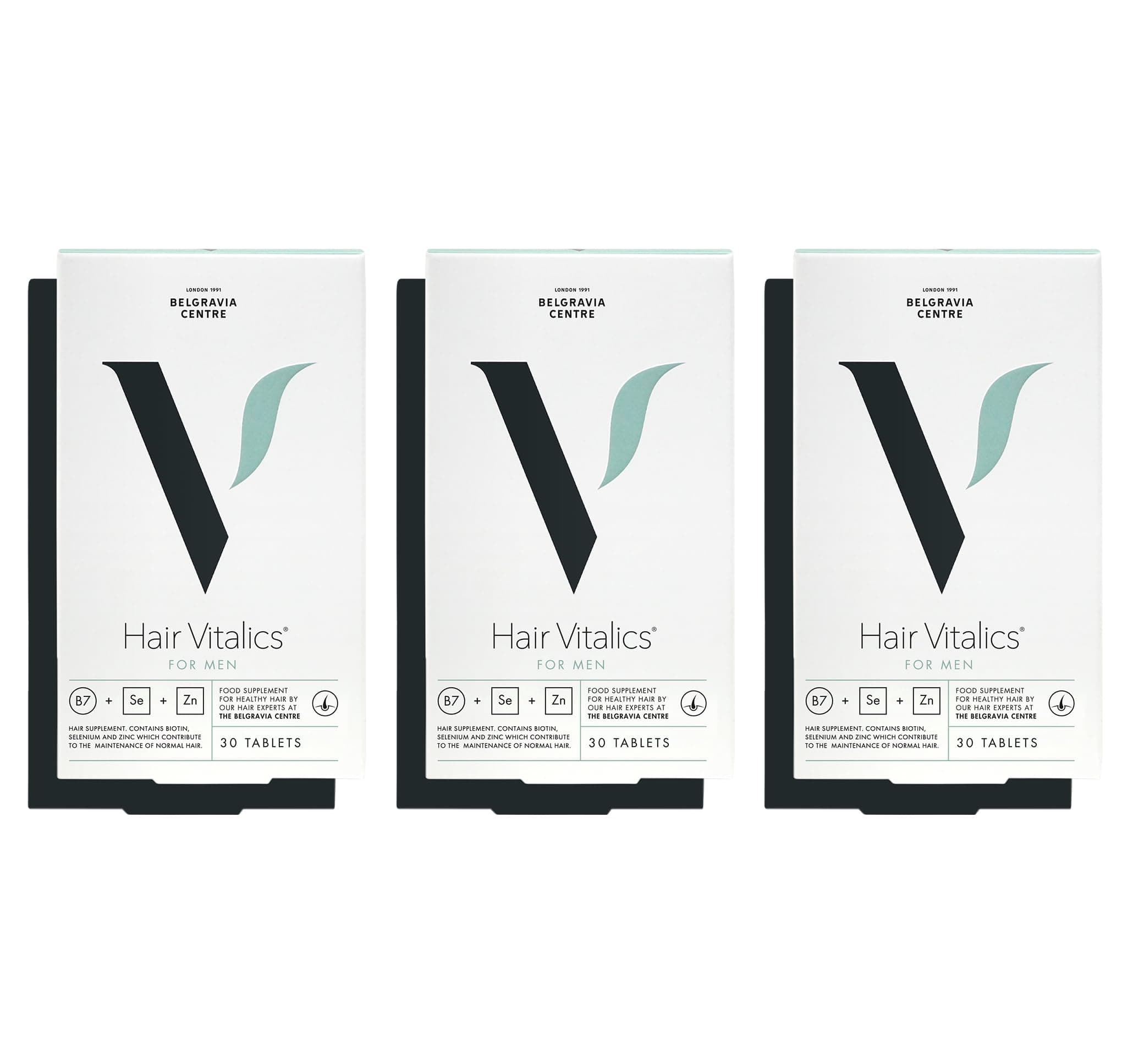 for Men (3 Month) - Hair Growth Supplement from The Belgravia Centre - The UK's Leading Hair Loss Clinic | Containing Pumpkin Seed Extract, Biotin, Zinc, Selenium and More