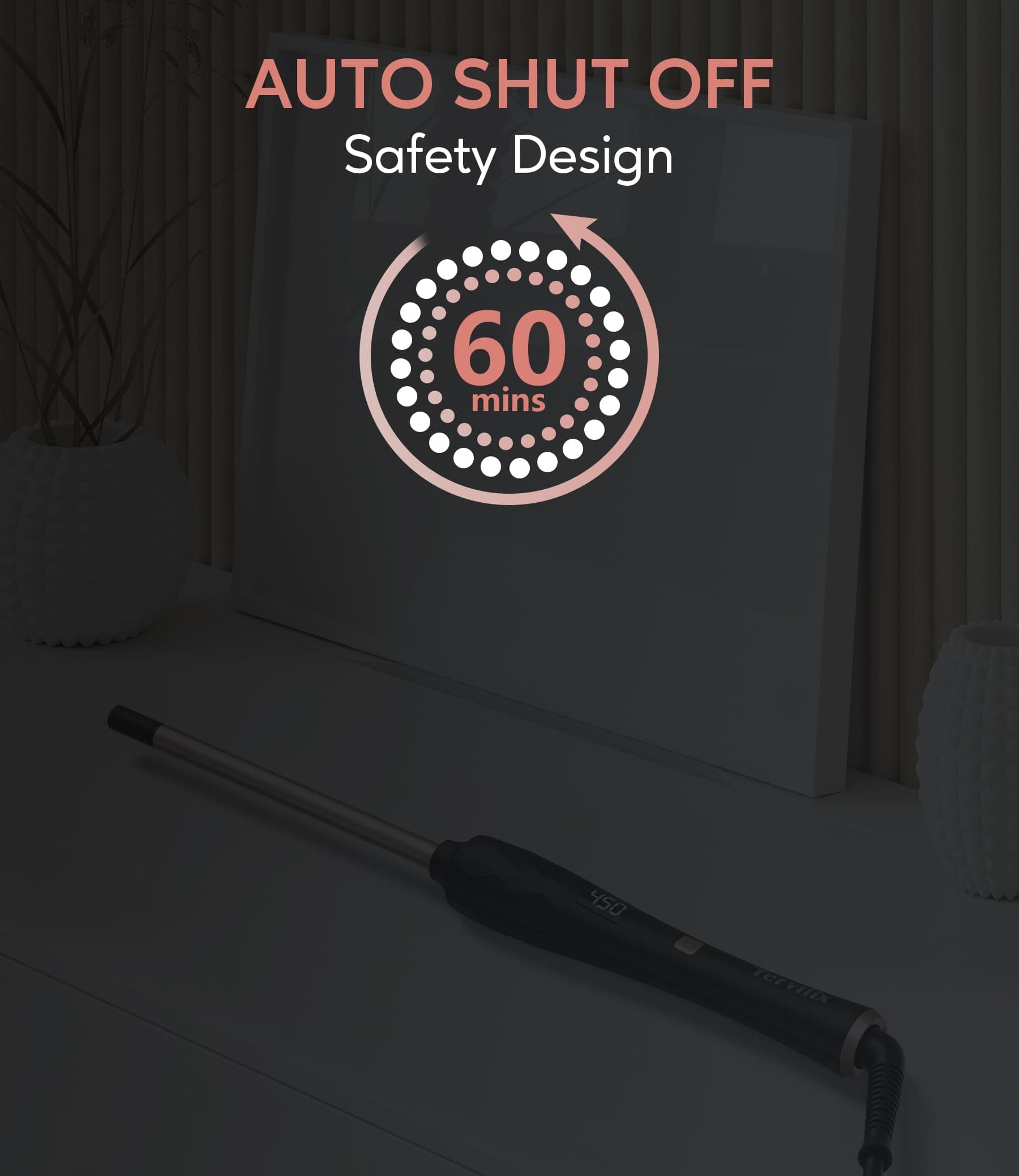 Terviiix Small Barrel Curling Iron Wand, 3/8 Inch Thin Curling Wand Iron for Short & Long Hair, Argan Oil and Keratin Infused Ceramic Curler with Digital Adjustable Temperature & Auto-Off, 9mm, Black