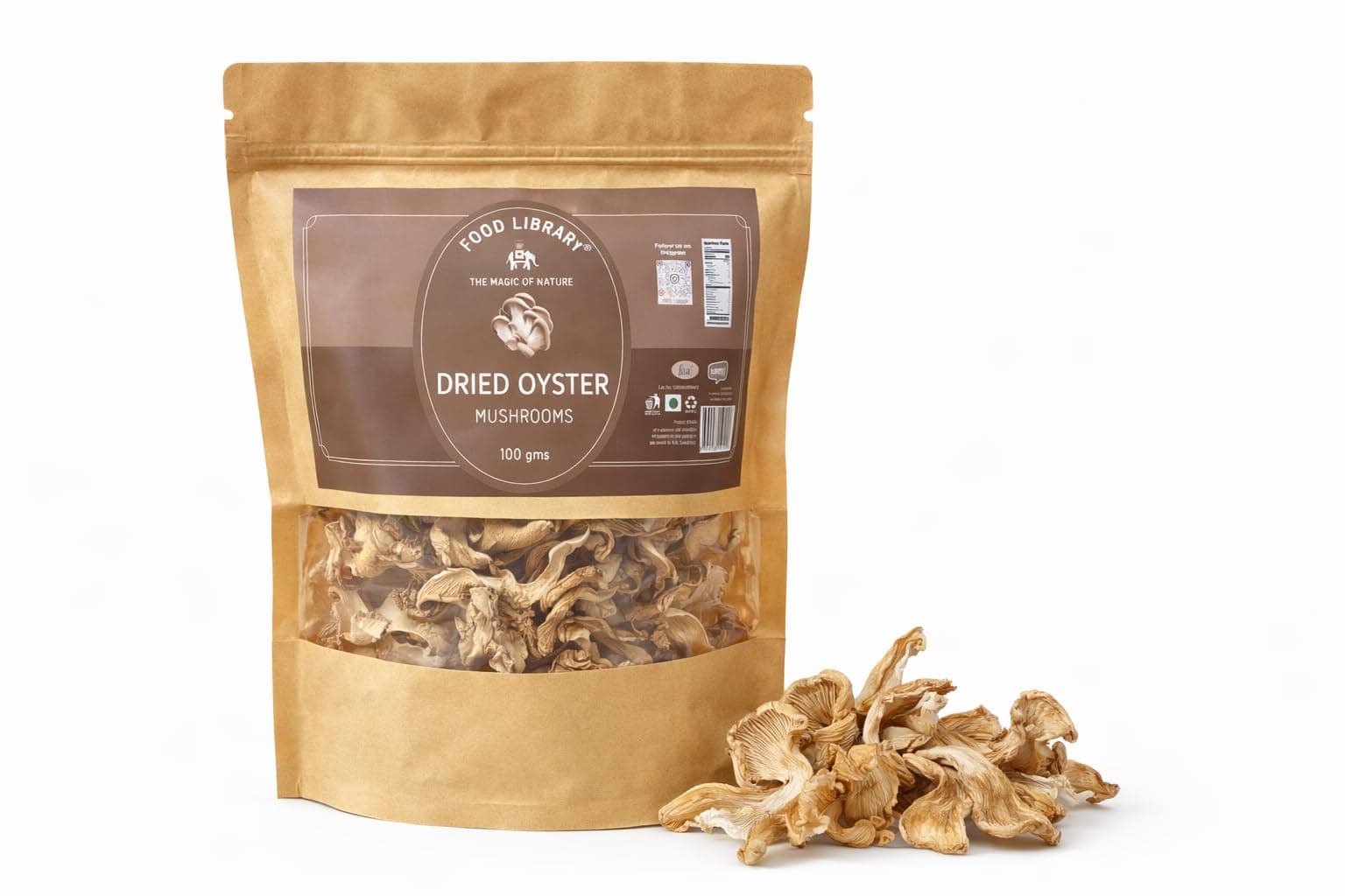 Food Library The Magic of Nature Dried Mushrooms (Oyster,100 grams)