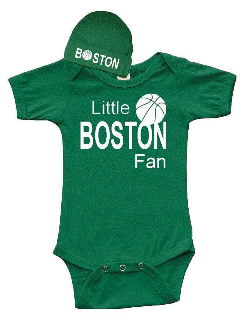 PandoraTeesShort Sleeve Bodysuit & Cap Set - little Boston Fan